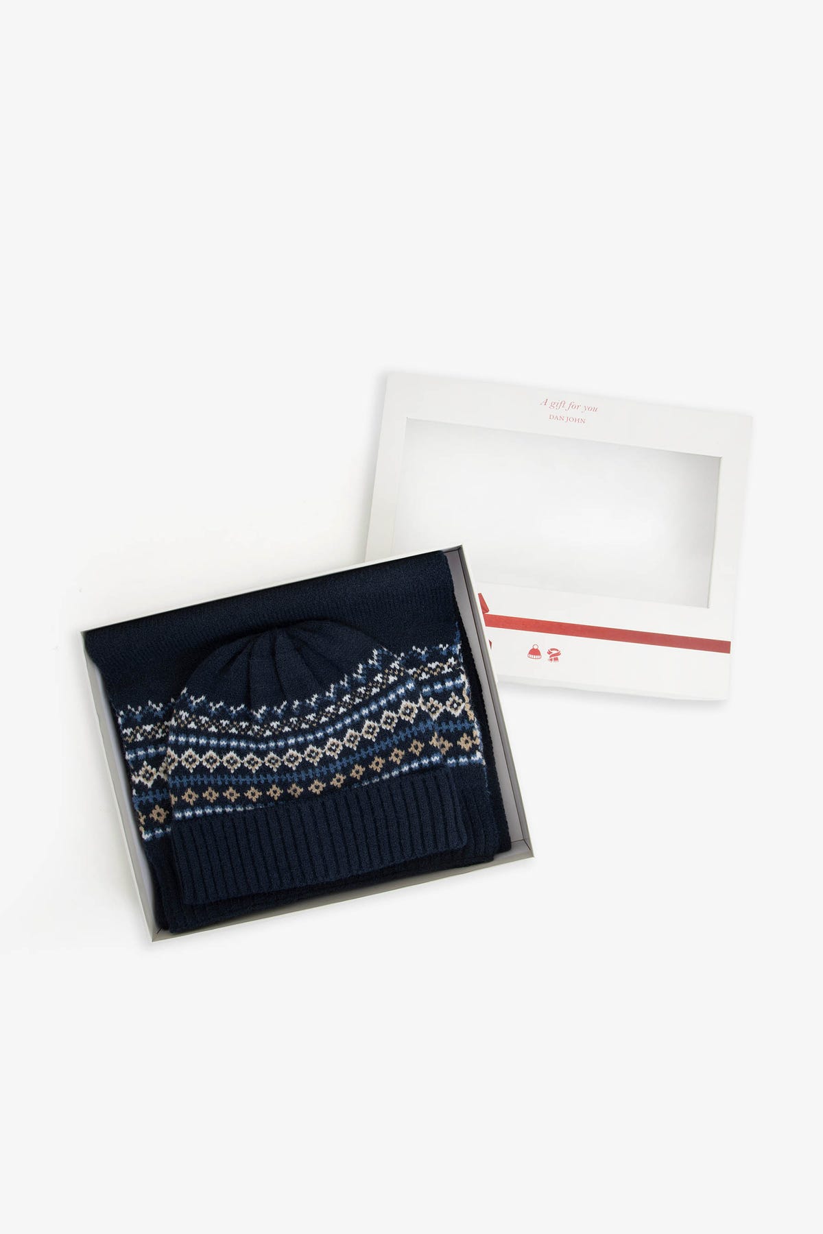 Kit sciarpa e cappello beanie jacquard blu