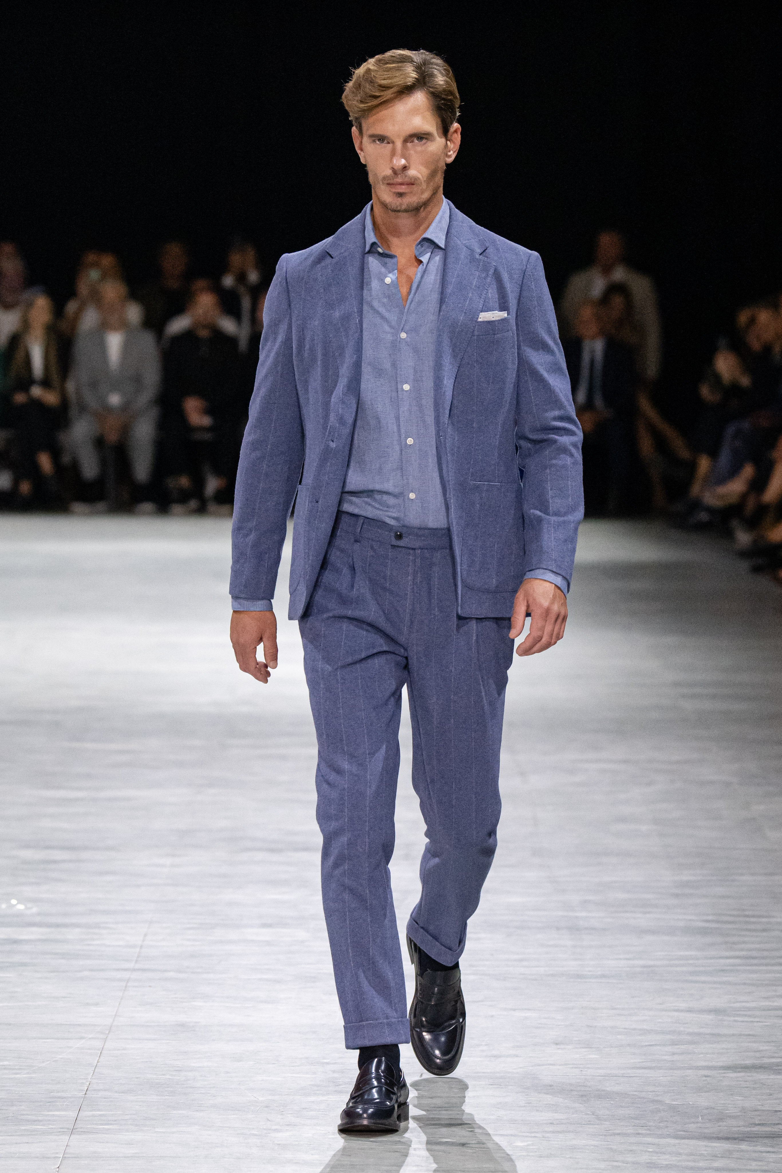 Giacca da abito gessata celeste-Dan John