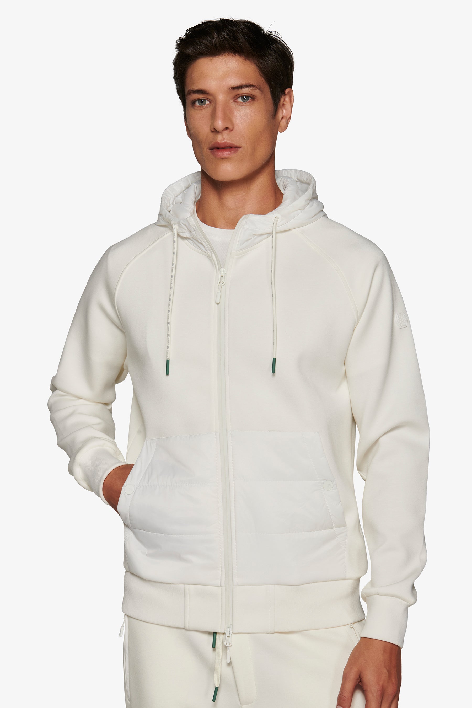 Felpa full zip bimaterica DNJ panna-Dan John