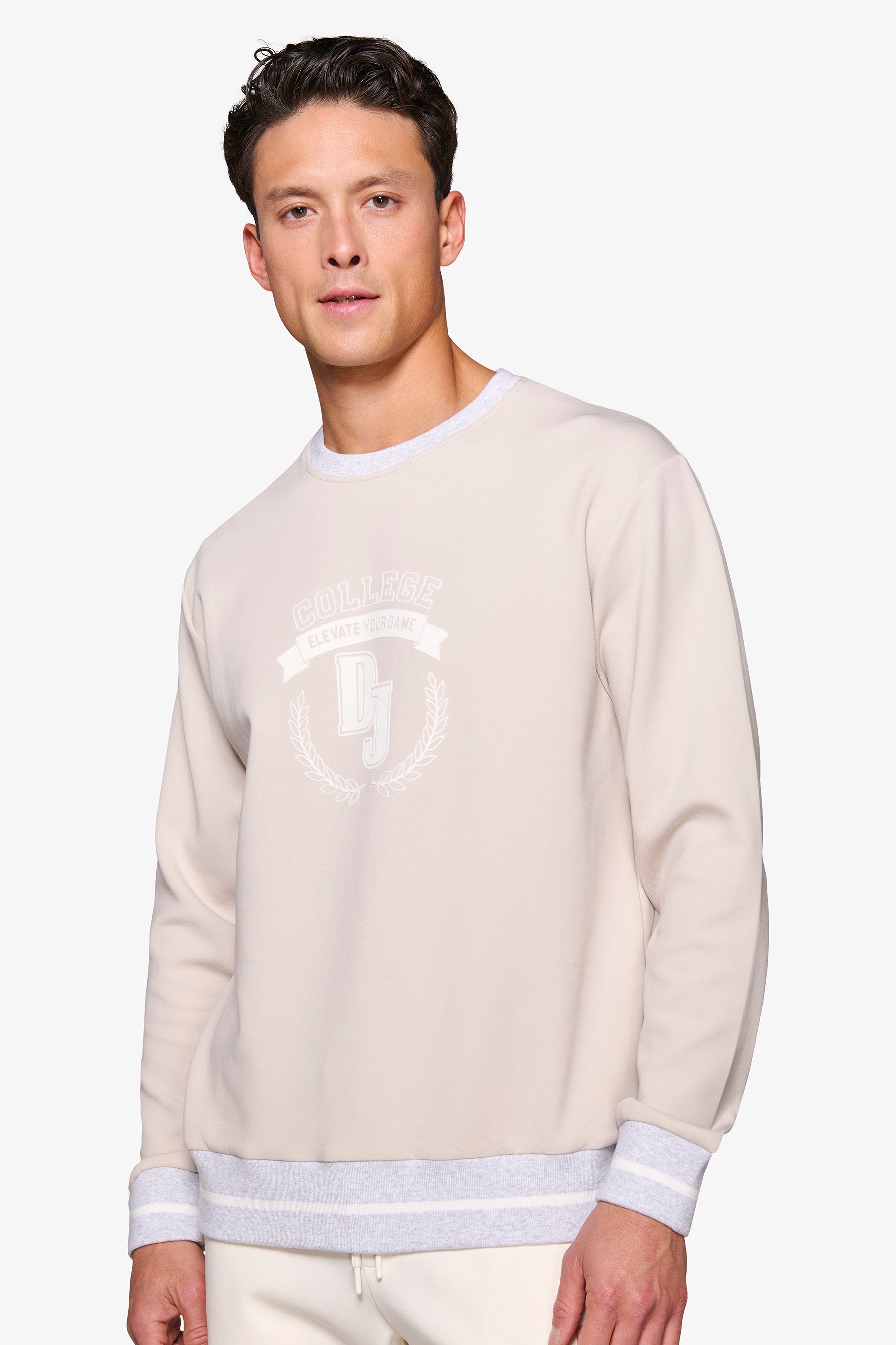 Felpa girocollo con logo DNJ mastice-Dan John