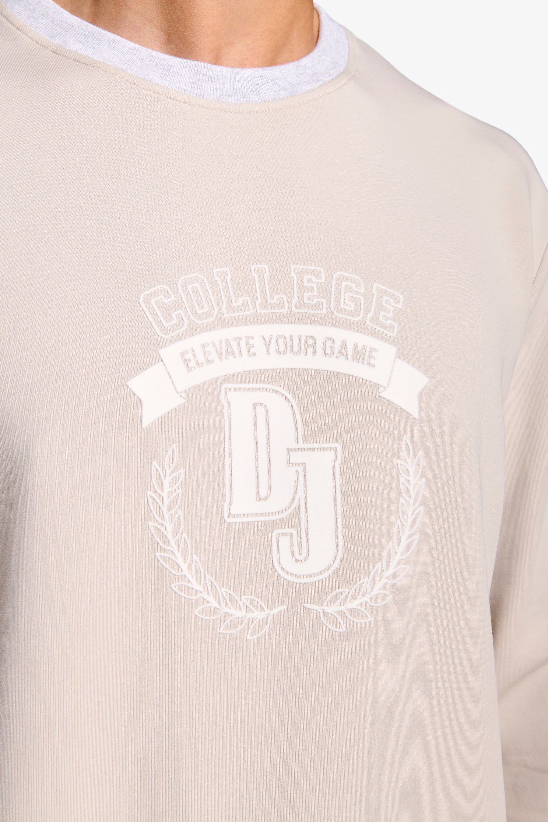 Felpa girocollo con logo DNJ mastice-Dan John