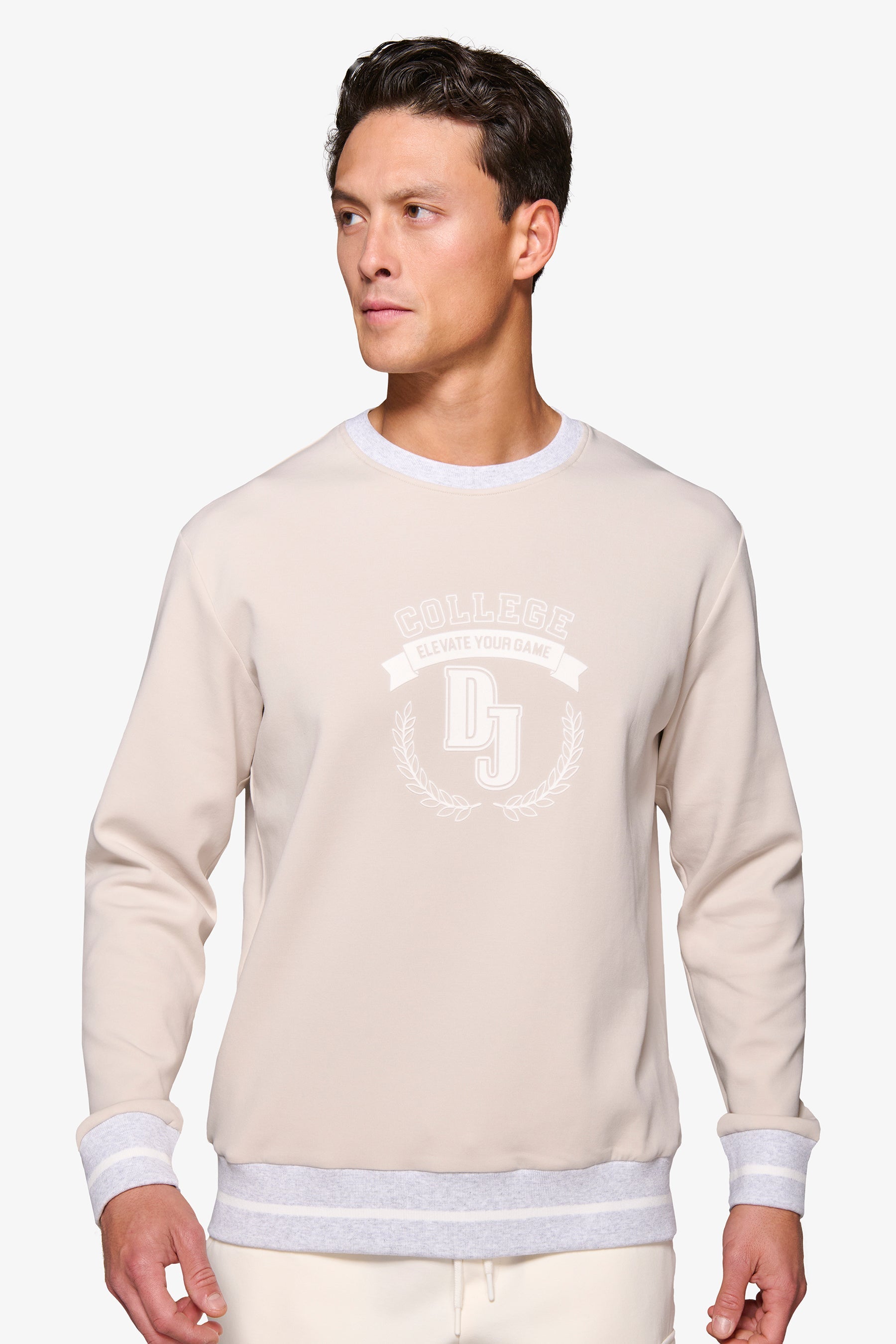 Felpa girocollo con logo DNJ mastice-Dan John