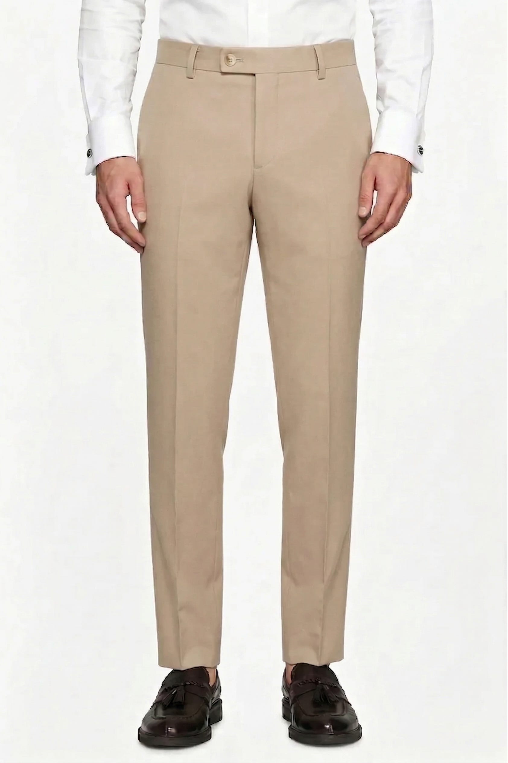Pantaloni tela melange beige-Dan John