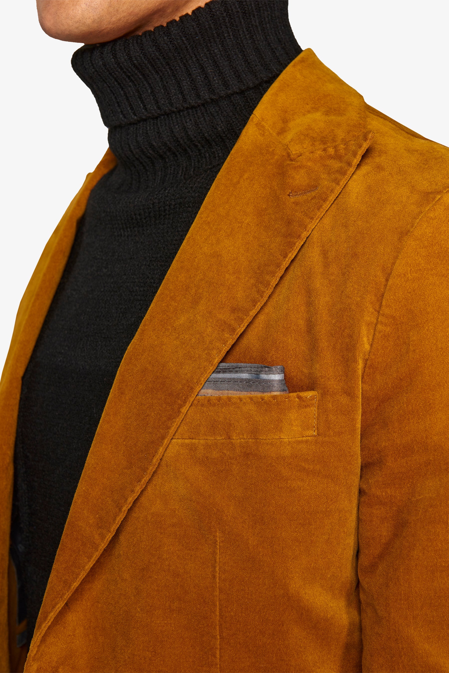 Giacca "Chelsea" in velluto liscio ocra slim-Dan John