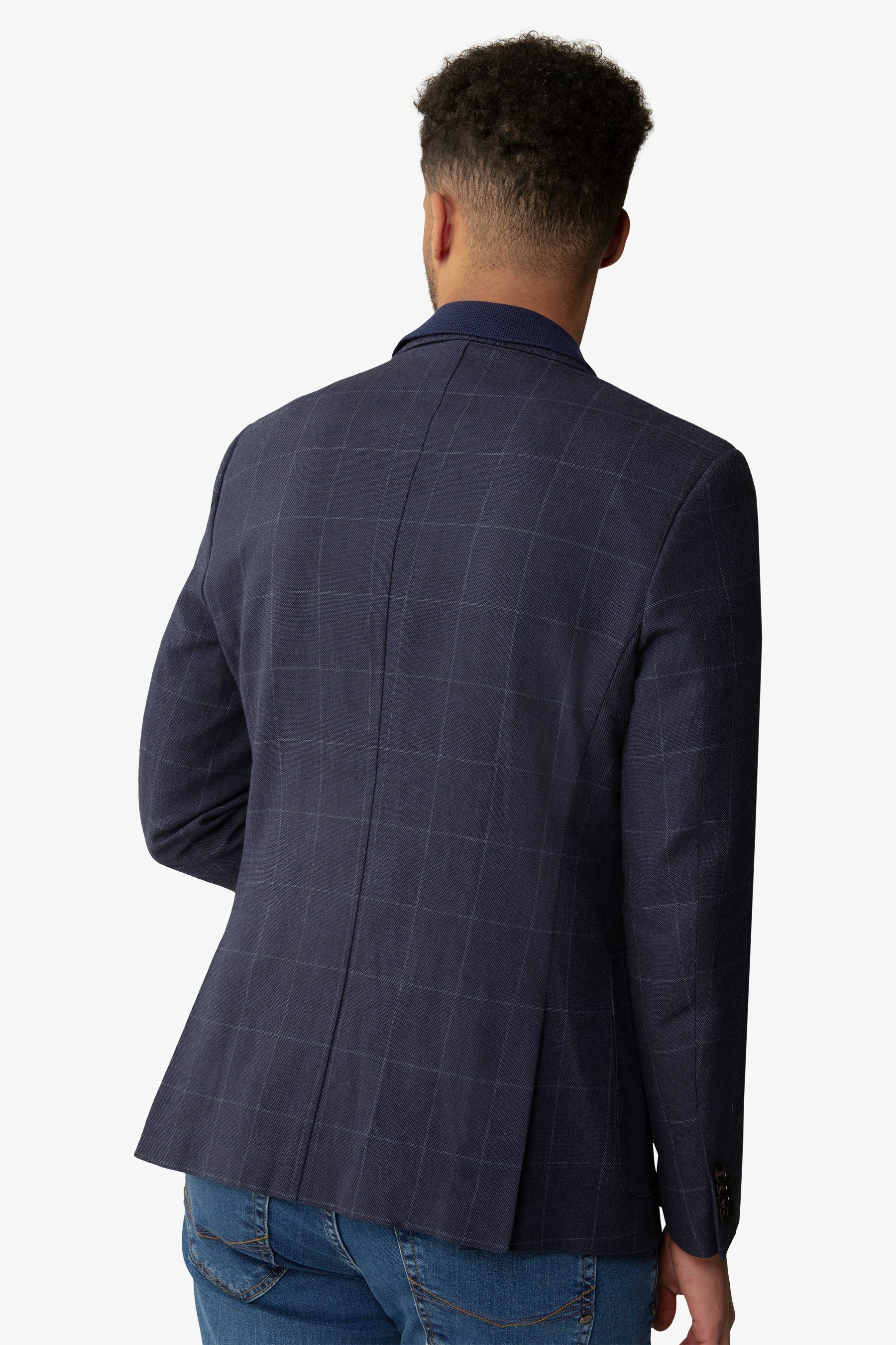 Giacca a quadri blu slim-Dan John