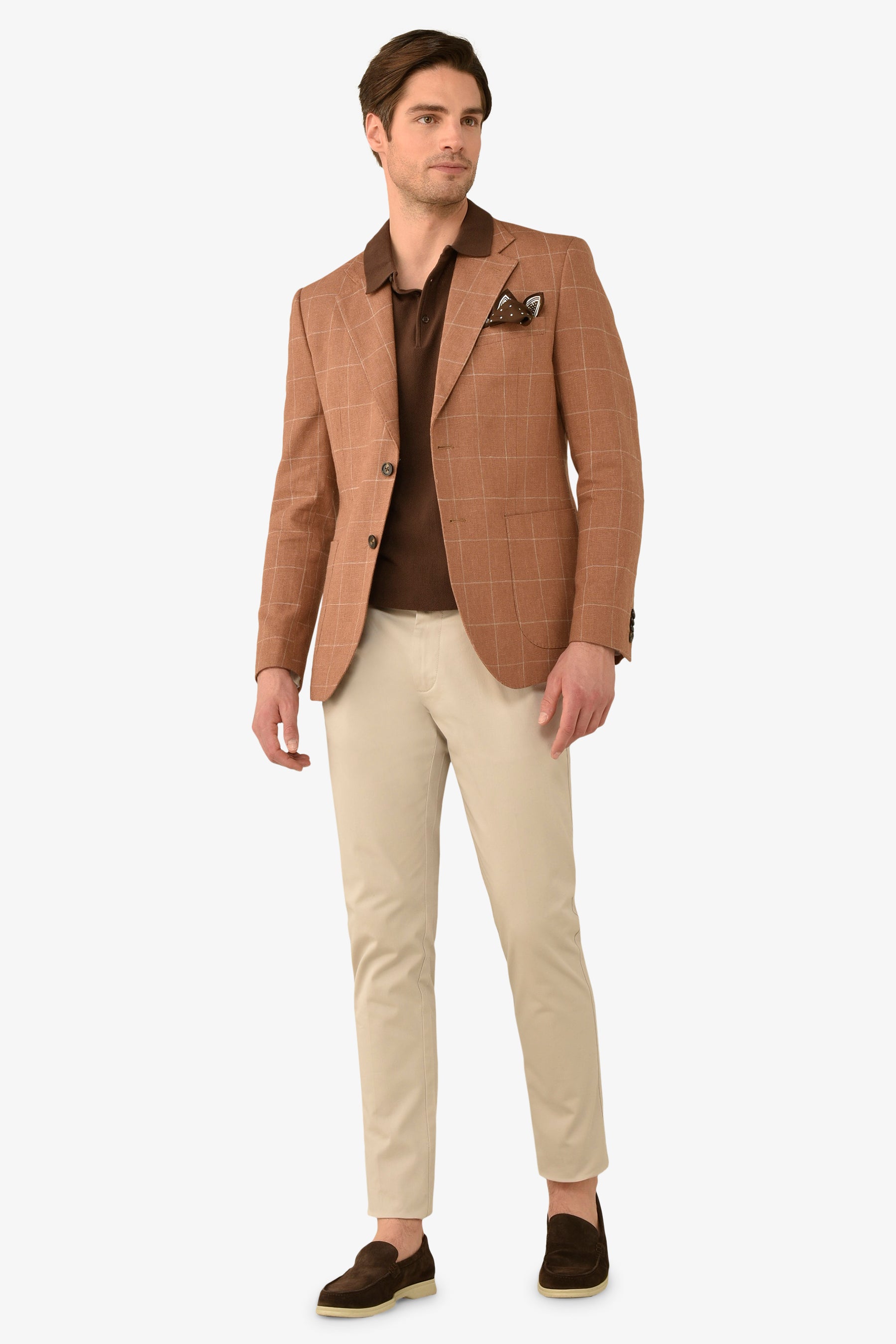 Giacca a quadri caramello slim-Dan John