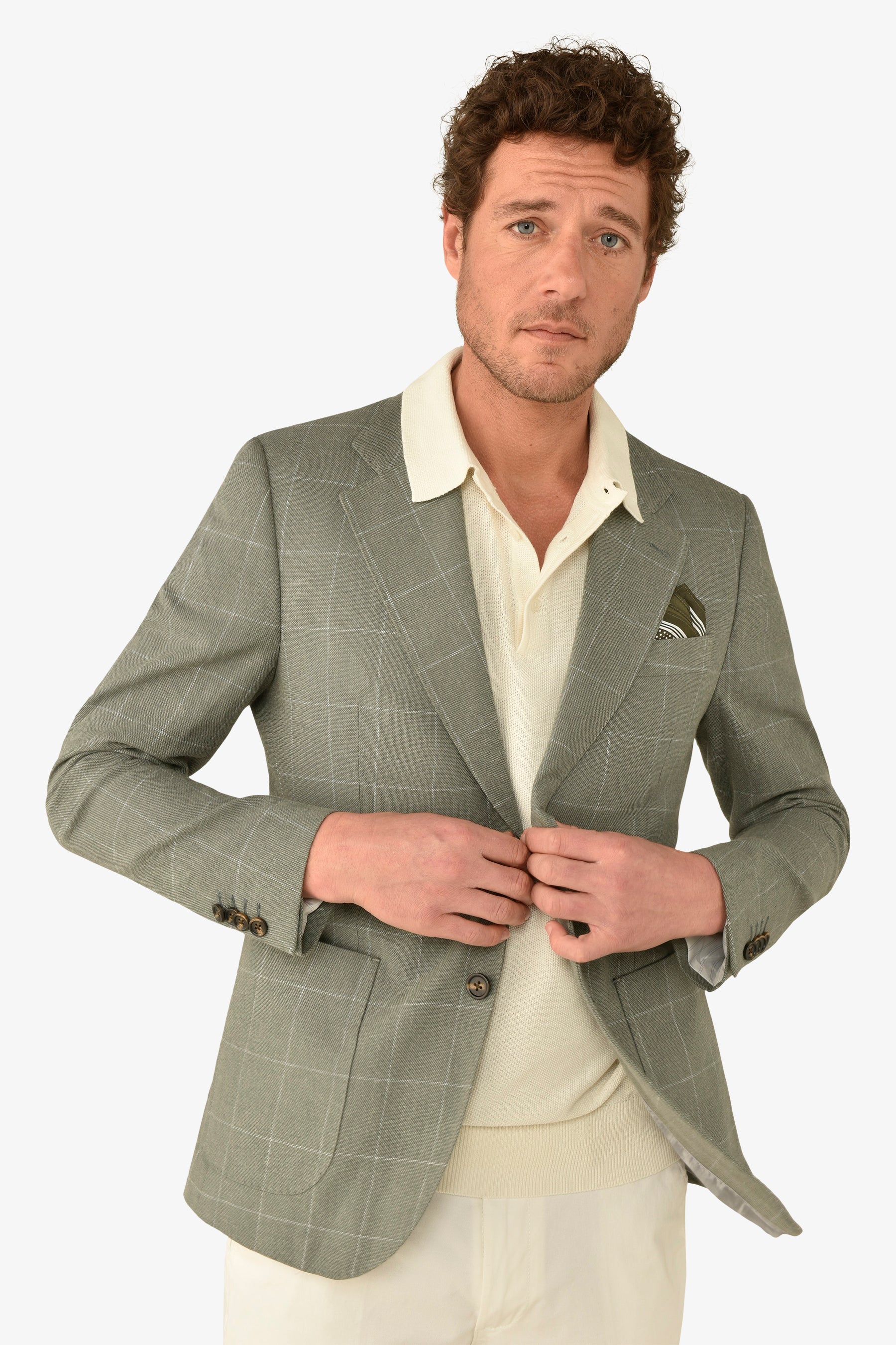 Giacca a quadri verde slim-Dan John