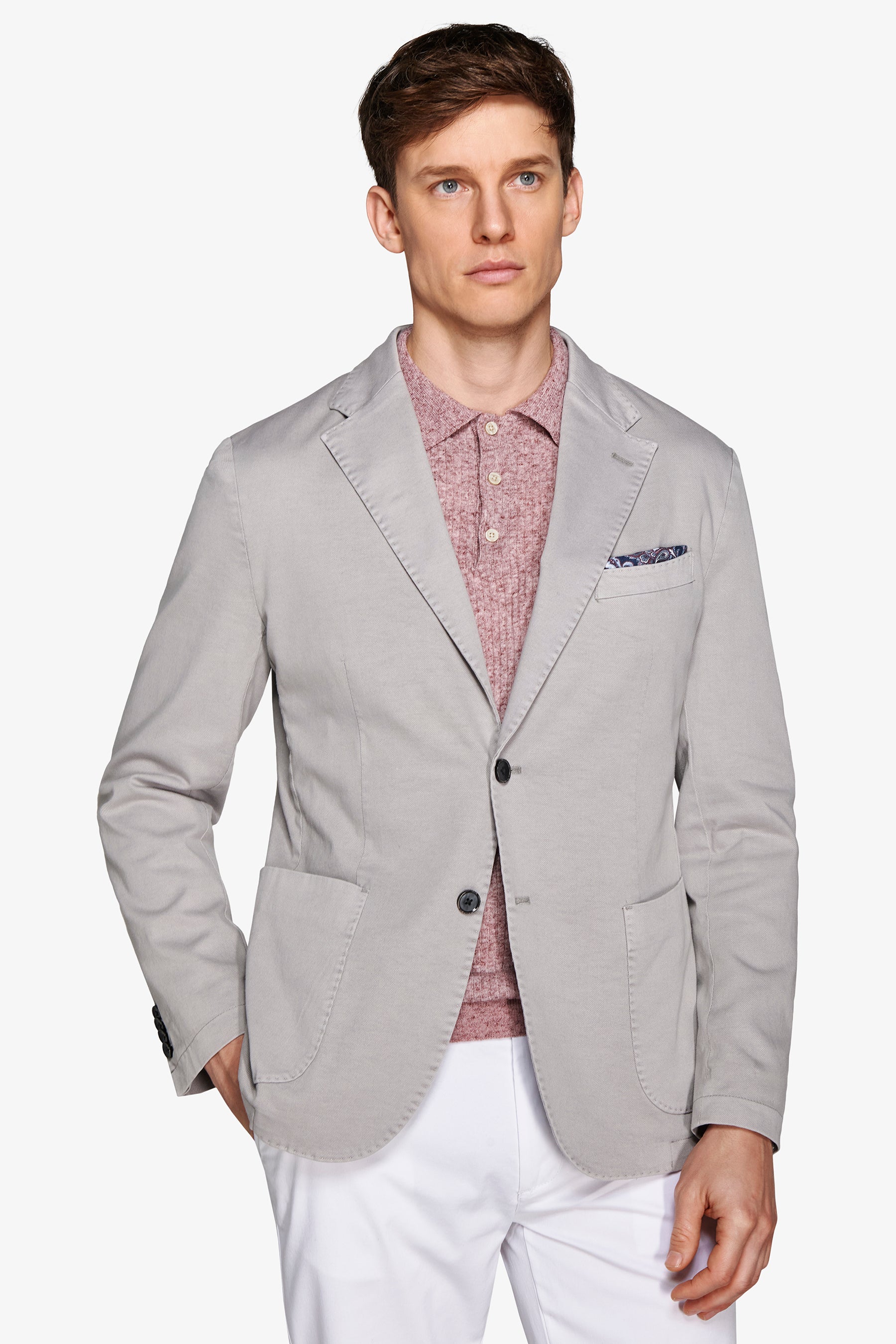 Giacca armaturata tinto capo grigio chiaro slim-Dan John