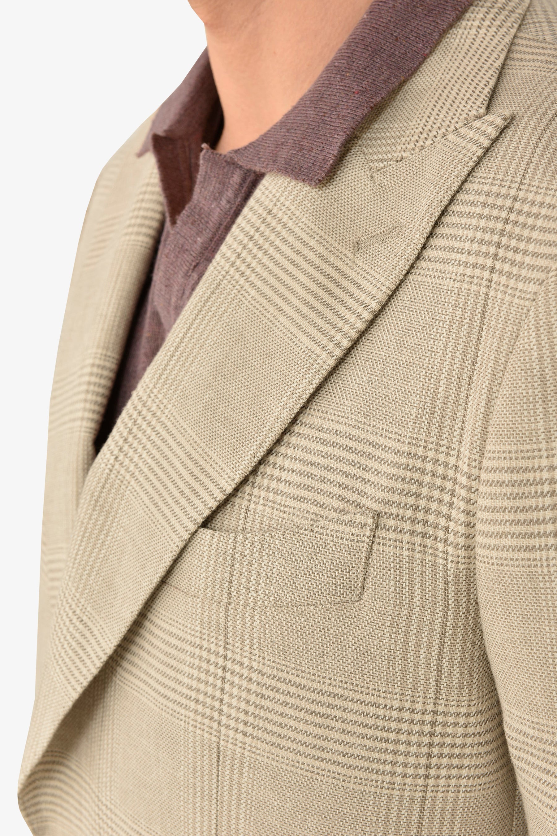 Giacca da abito destrutturata principe di galles sabbia slim-Dan John