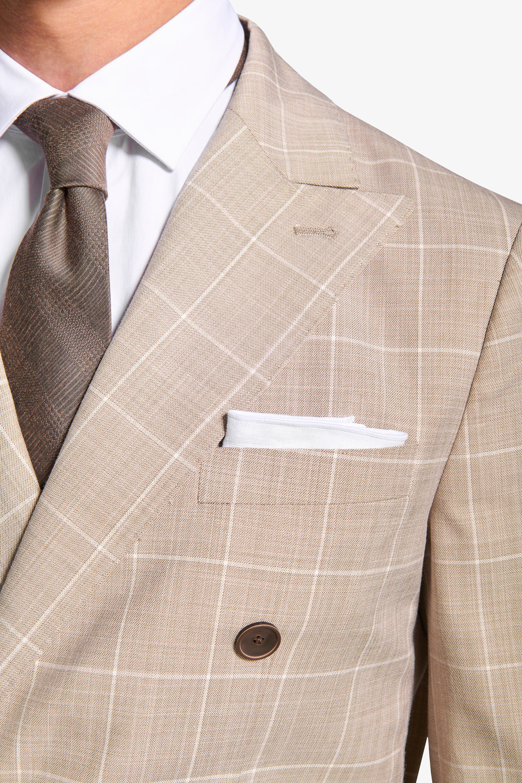 Giacca da abito doppiopetto finestrata beige-Dan John