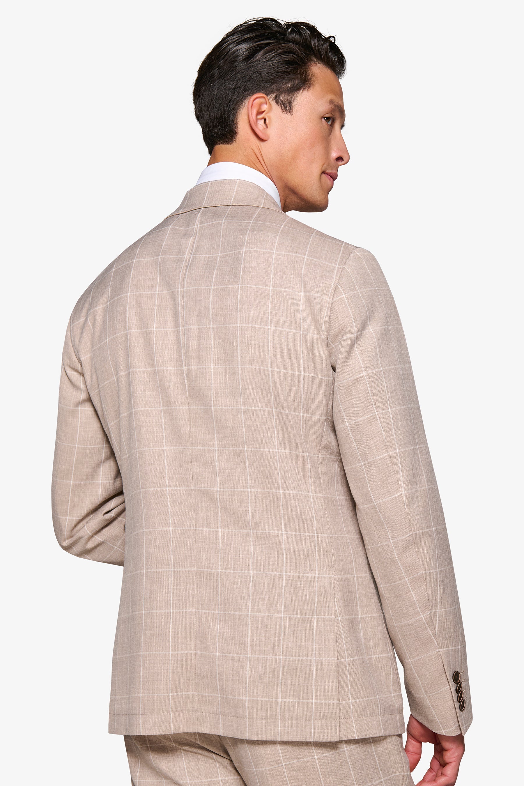 Giacca da abito doppiopetto finestrata beige-Dan John