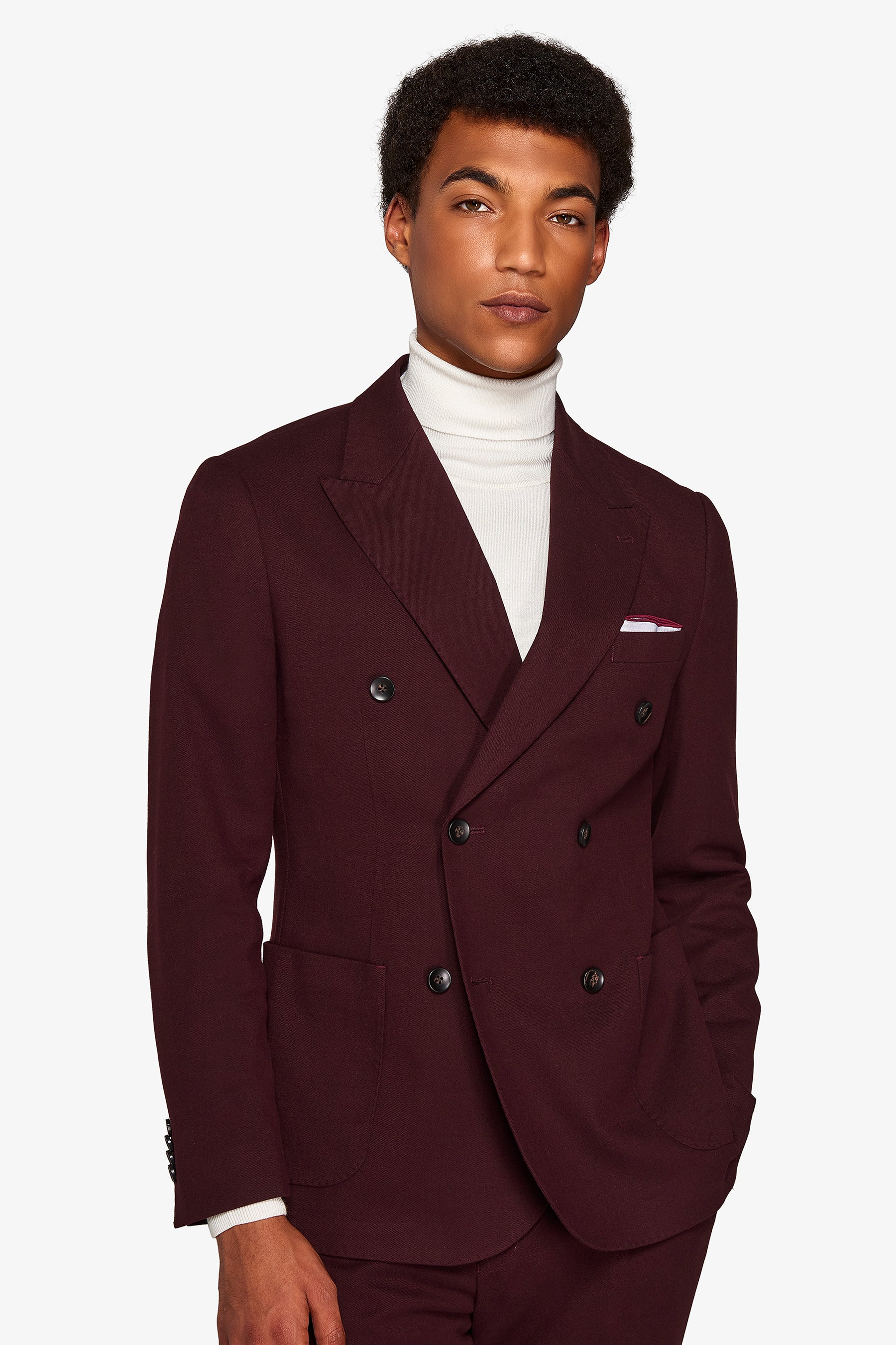 Giacca da abito doppiopetto in panno bordeaux slim-Dan John