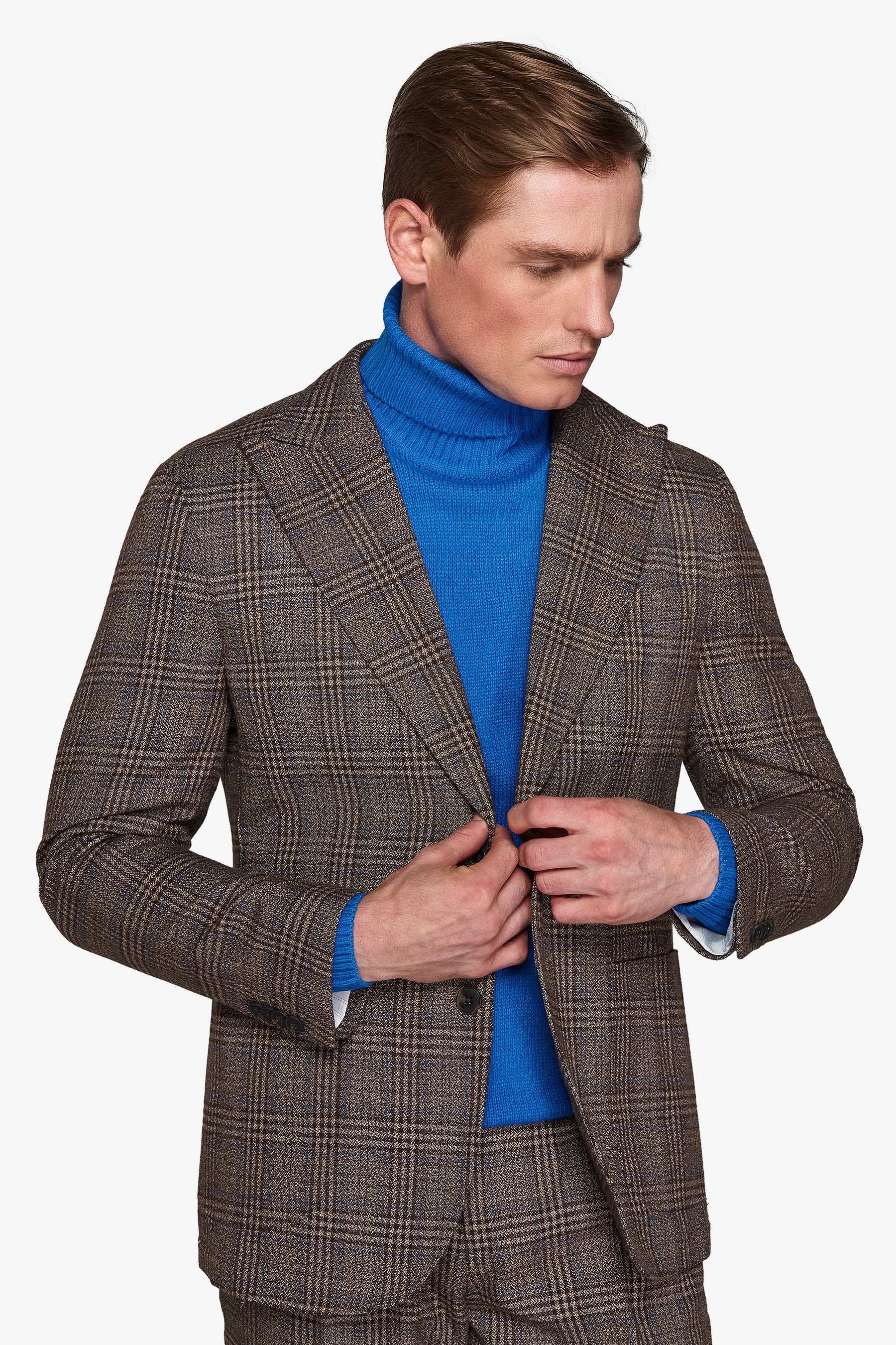Giacca da abito fantasia overcheck castagna slim-Dan John