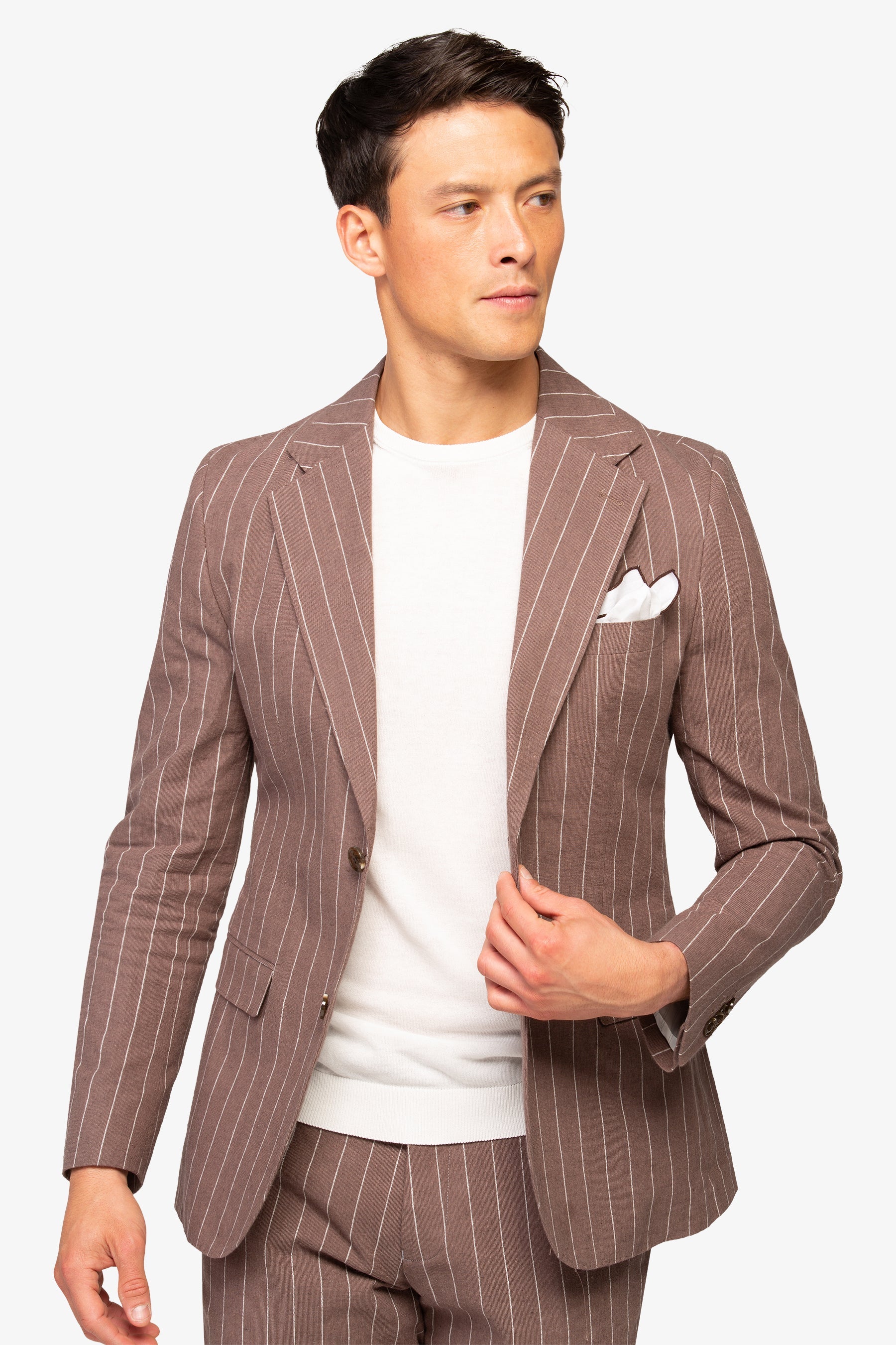 Giacca da abito gessata marrone slim-Dan John