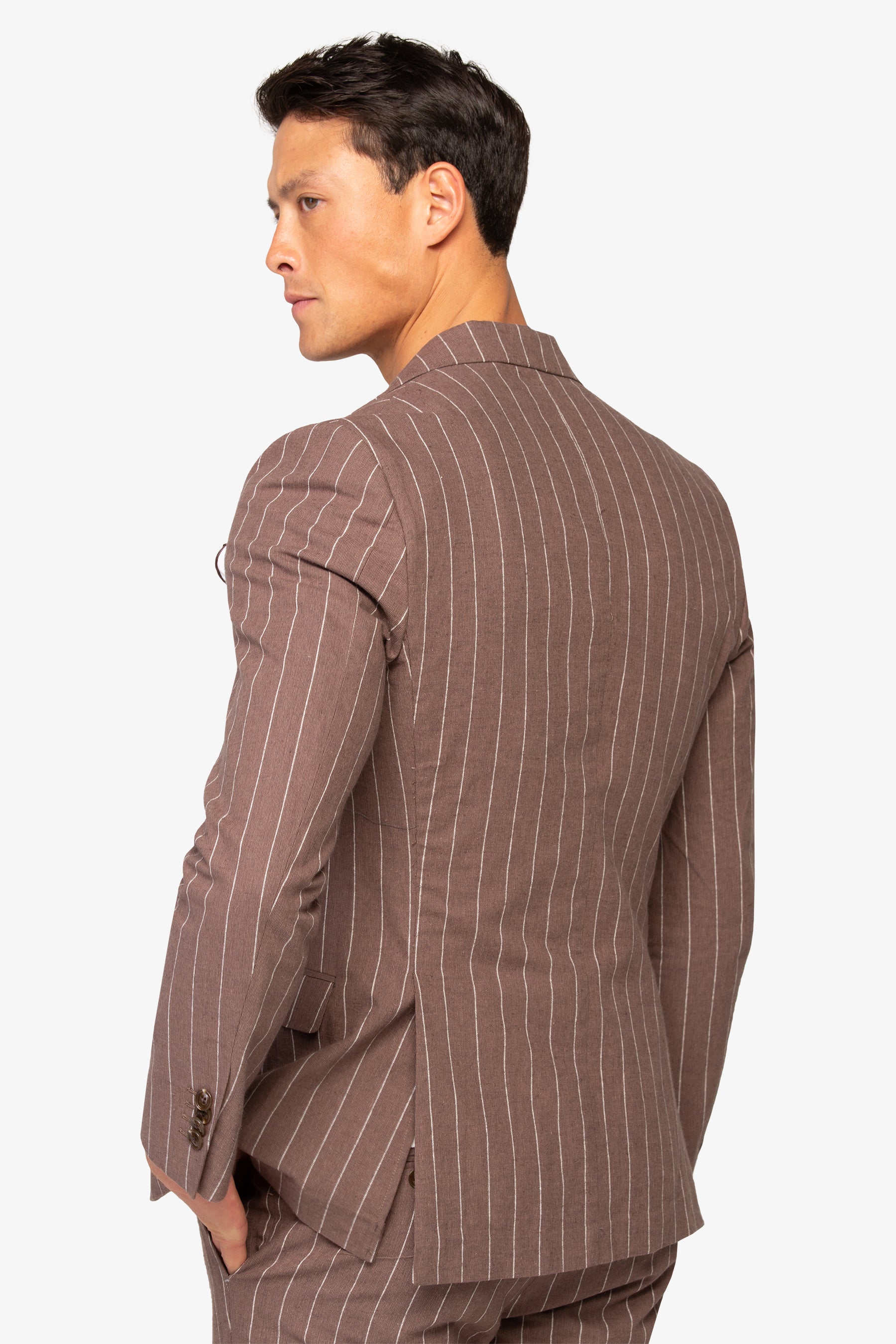 Giacca da abito gessata marrone slim-Dan John