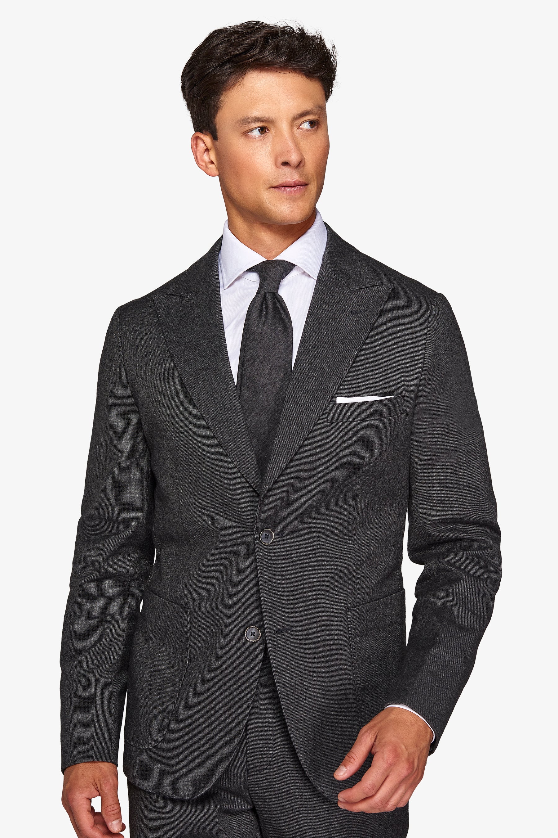 Giacca da abito in flanella melange nero-Dan John