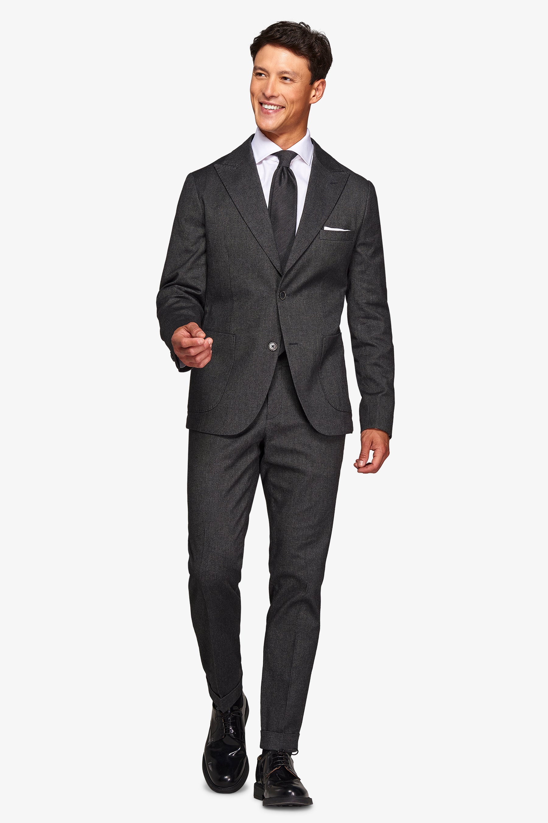 Giacca da abito in flanella melange nero-Dan John