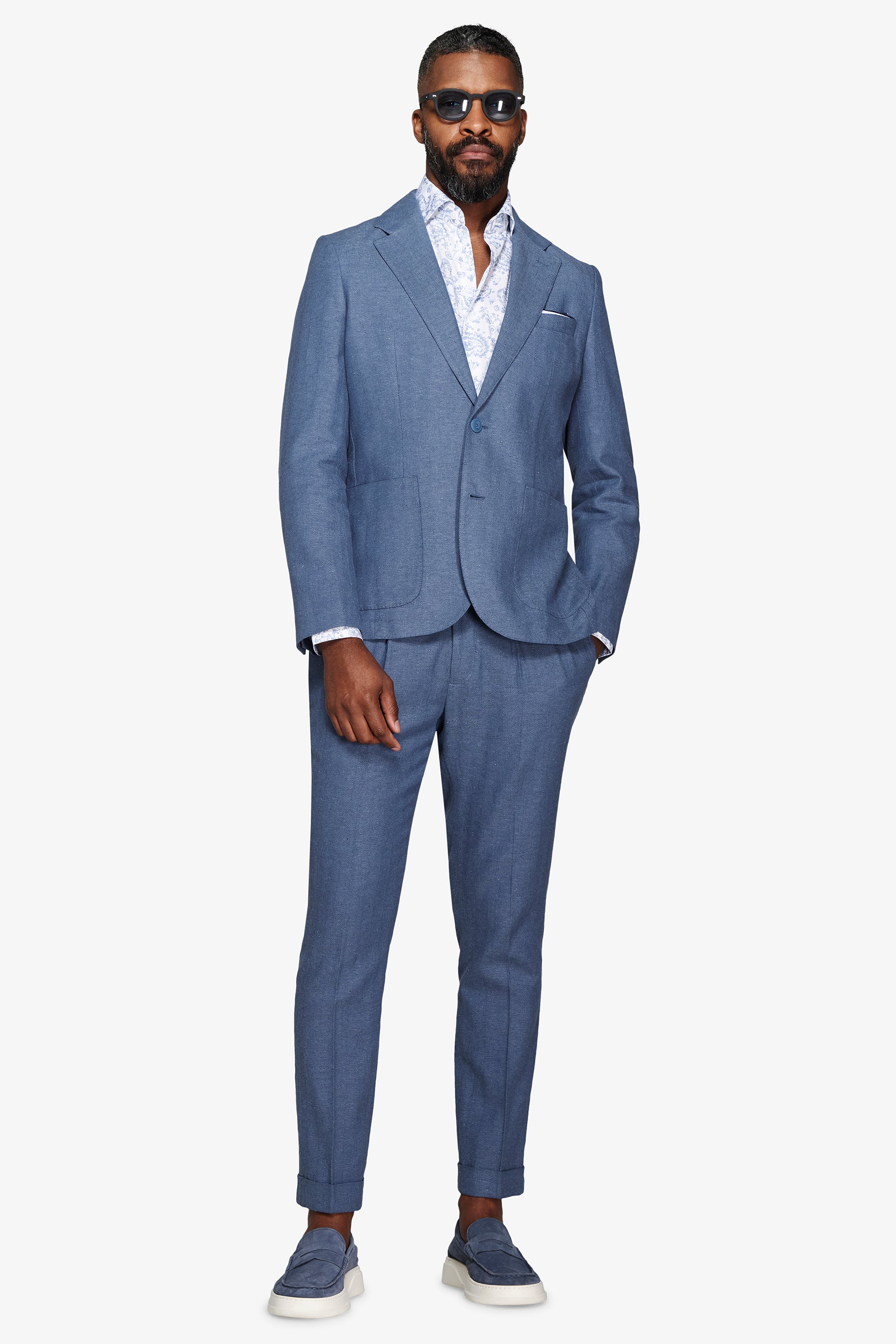 Giacca da abito misto lino Herringbone avion-Dan John