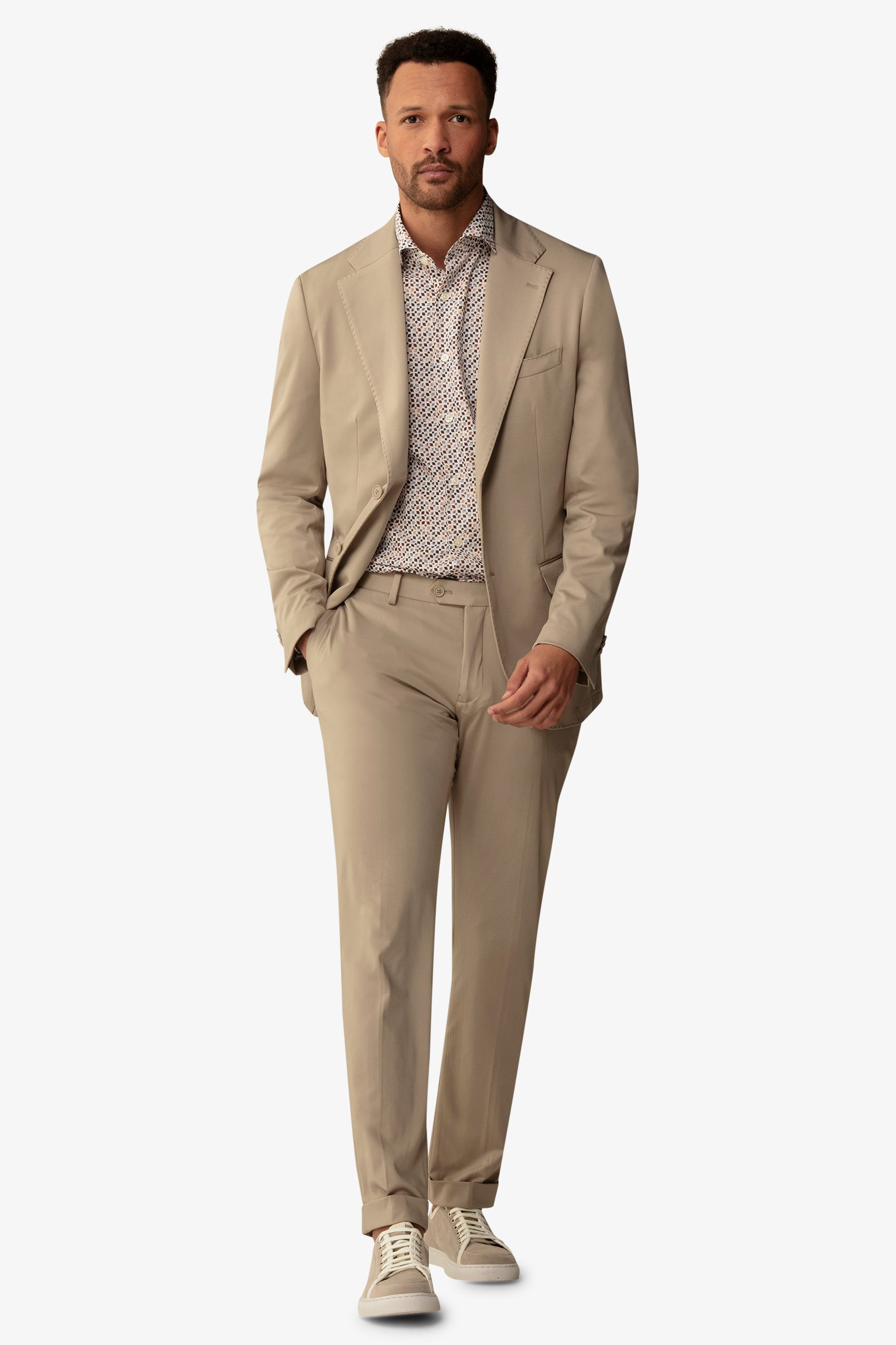 Giacca da abito relax tech tortora slim-Dan John