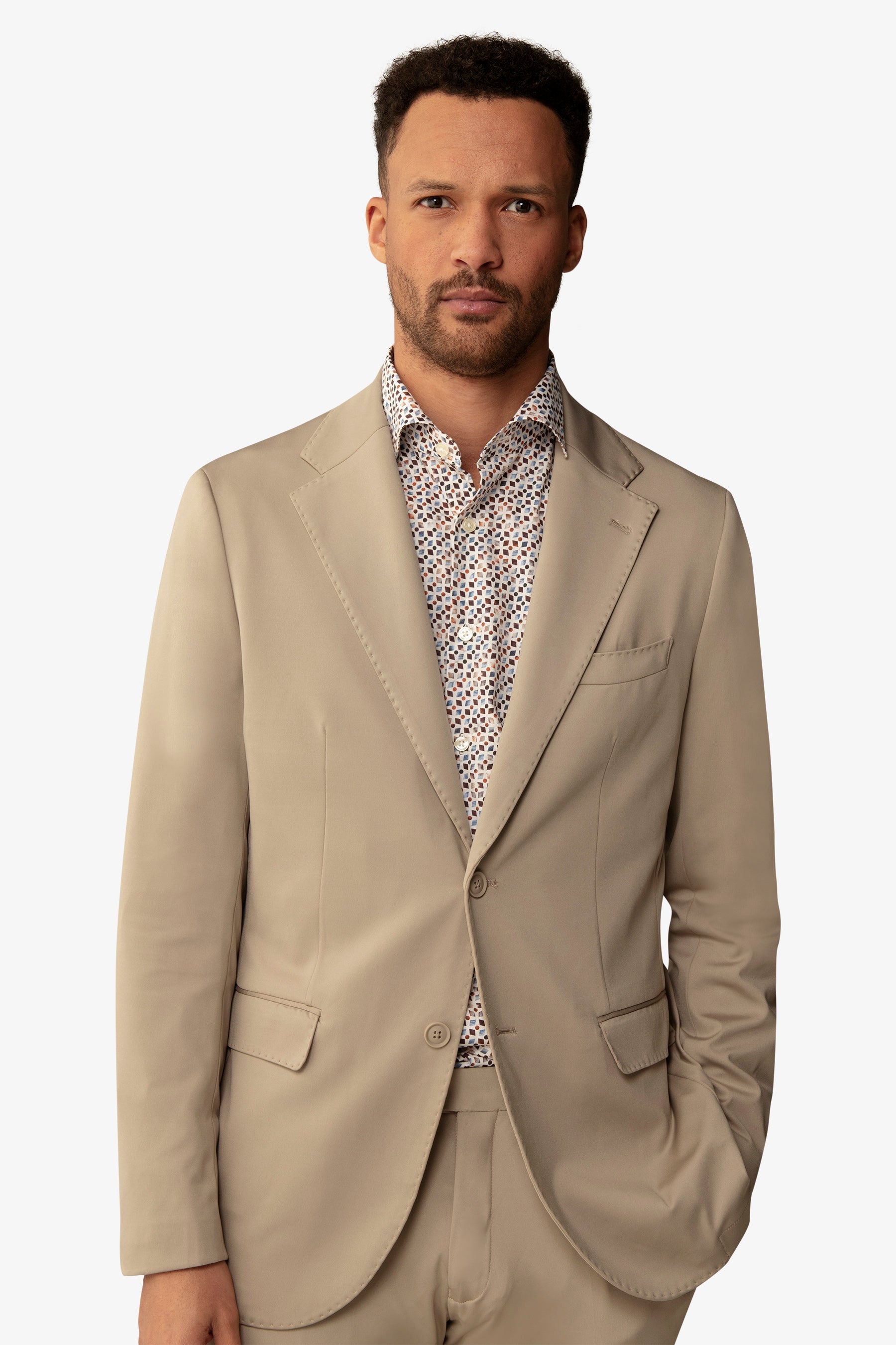 Giacca da abito relax tech tortora slim-Dan John