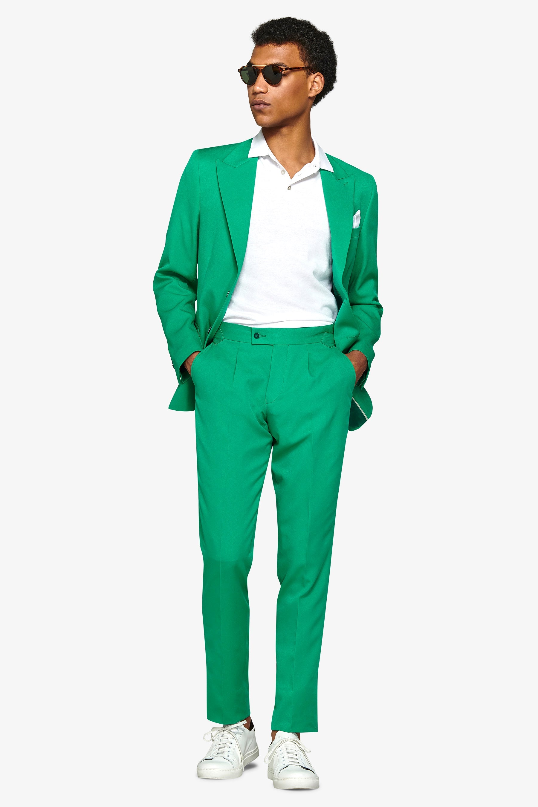 Giacca da abito rever a lancia verde slim-Dan John