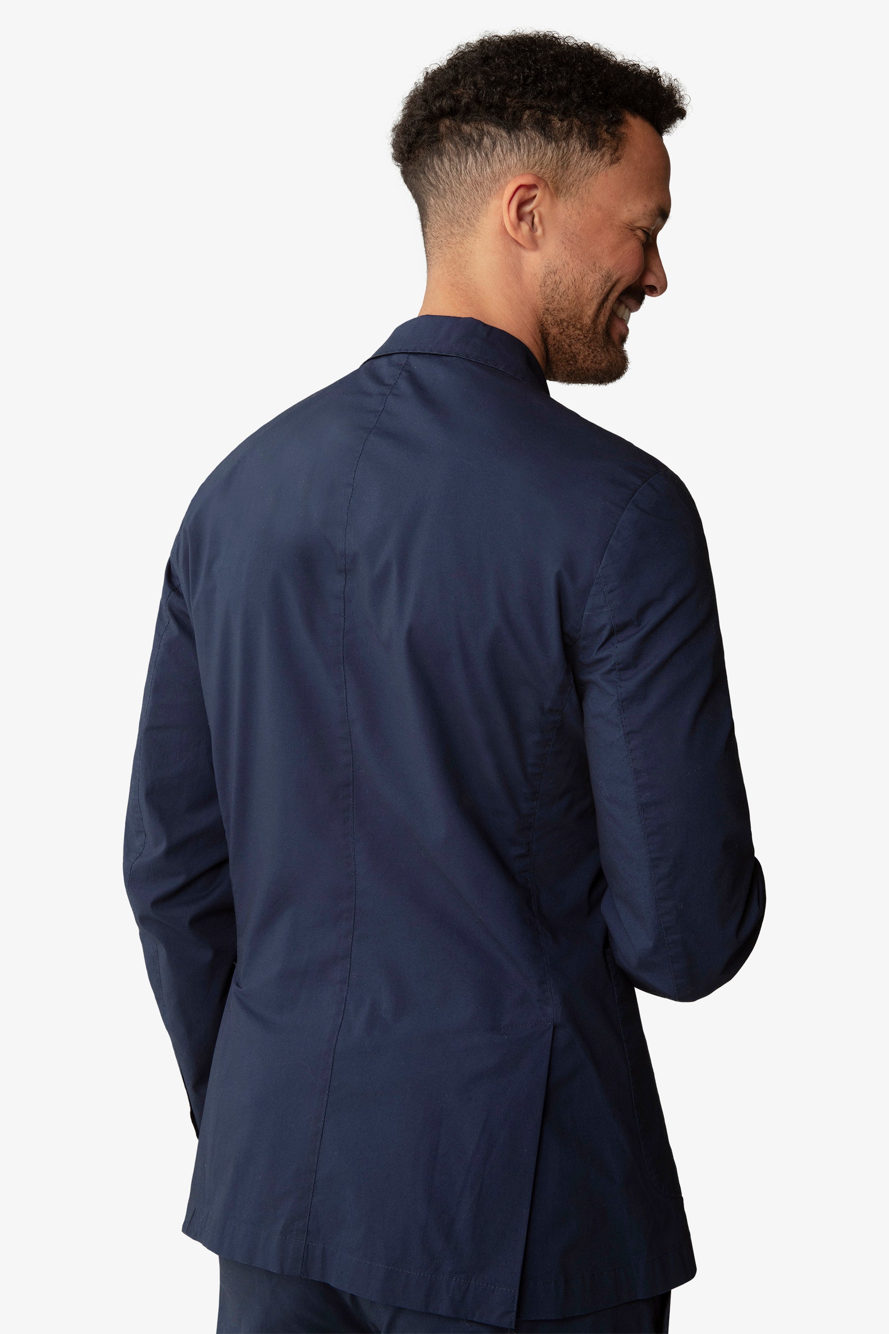 Giacca da abito tela paracadute blu slim-Dan John