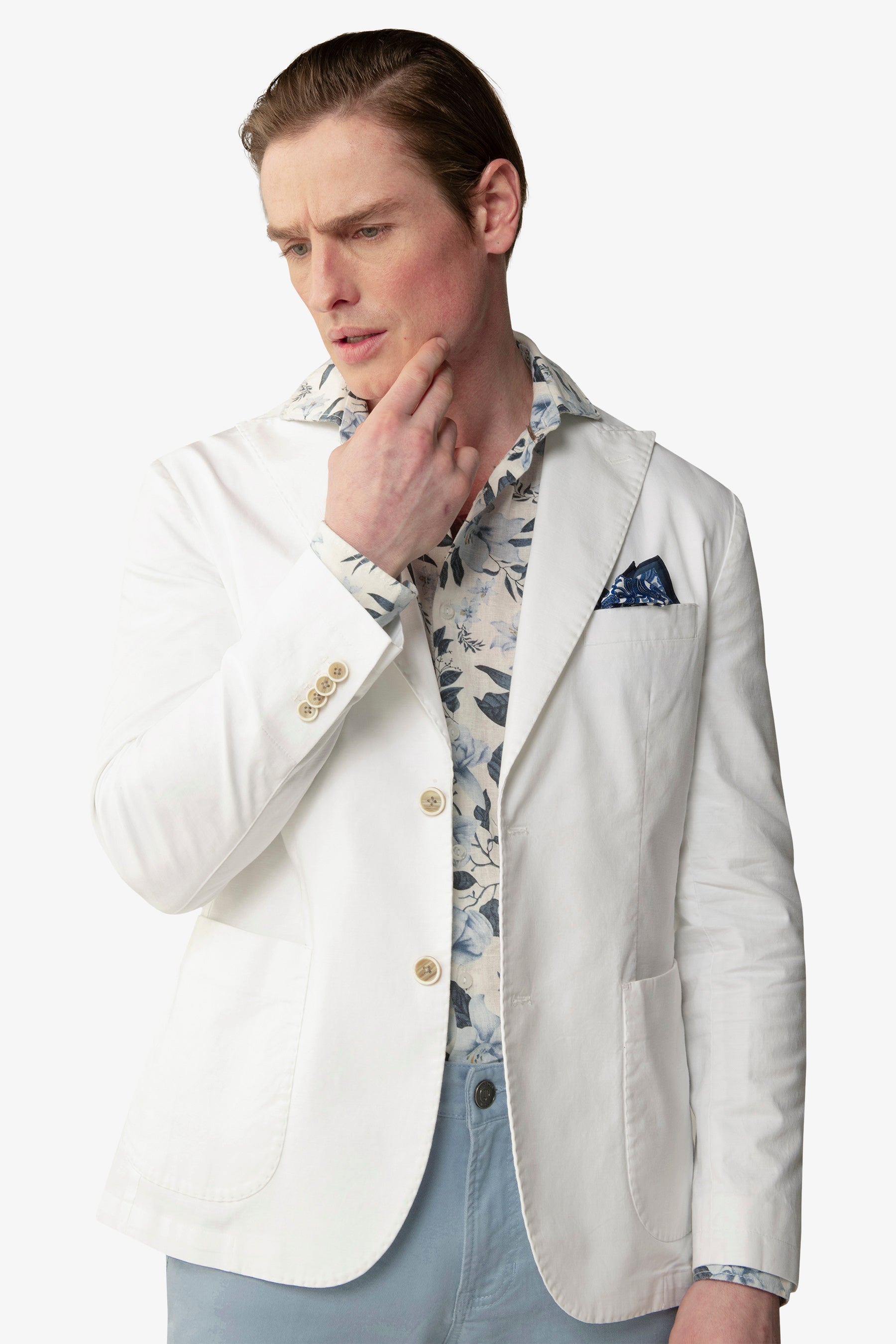 Giacca destrutturata in cotone bianca-Dan John