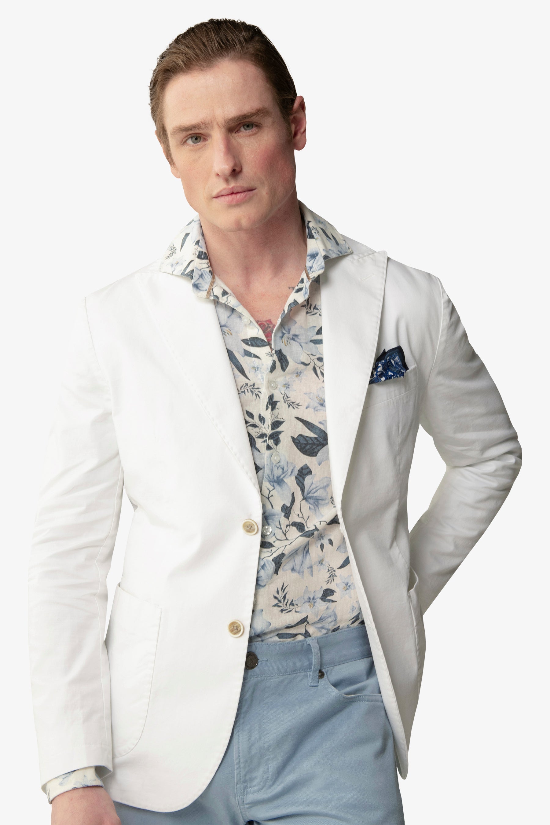 Giacca destrutturata in cotone bianca-Dan John