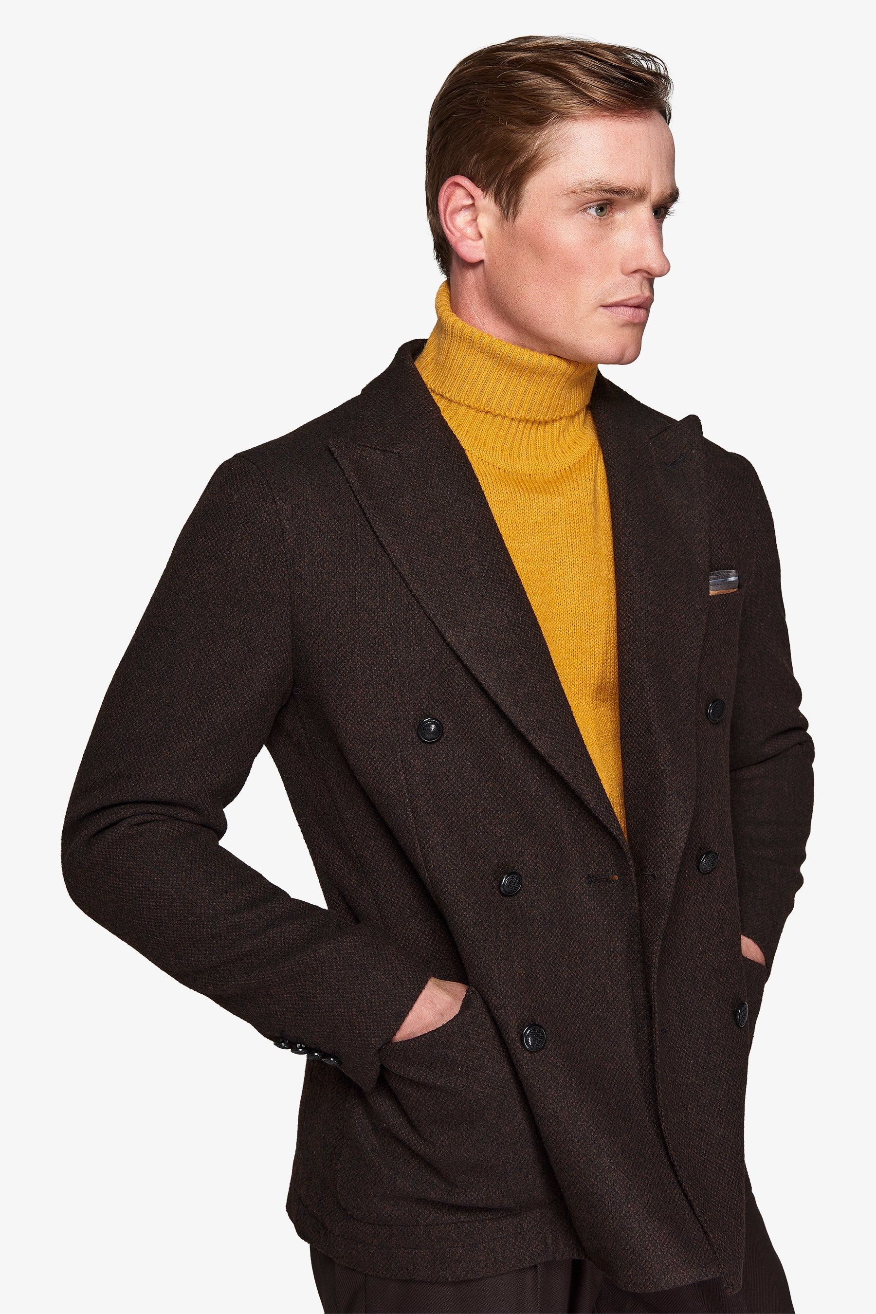 Giacca doppiopetto bouclè marrone-Dan John