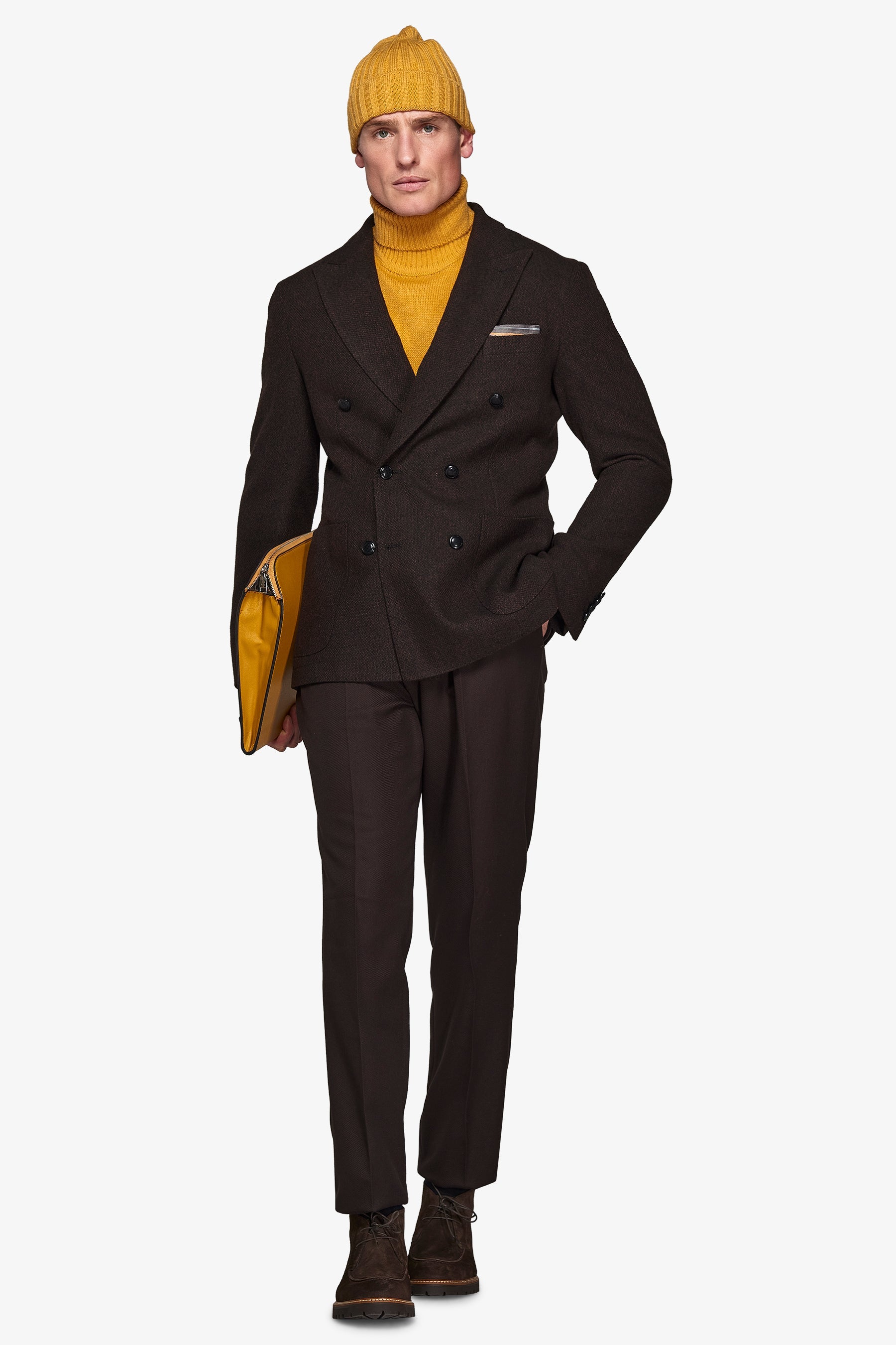 Giacca doppiopetto bouclè marrone-Dan John