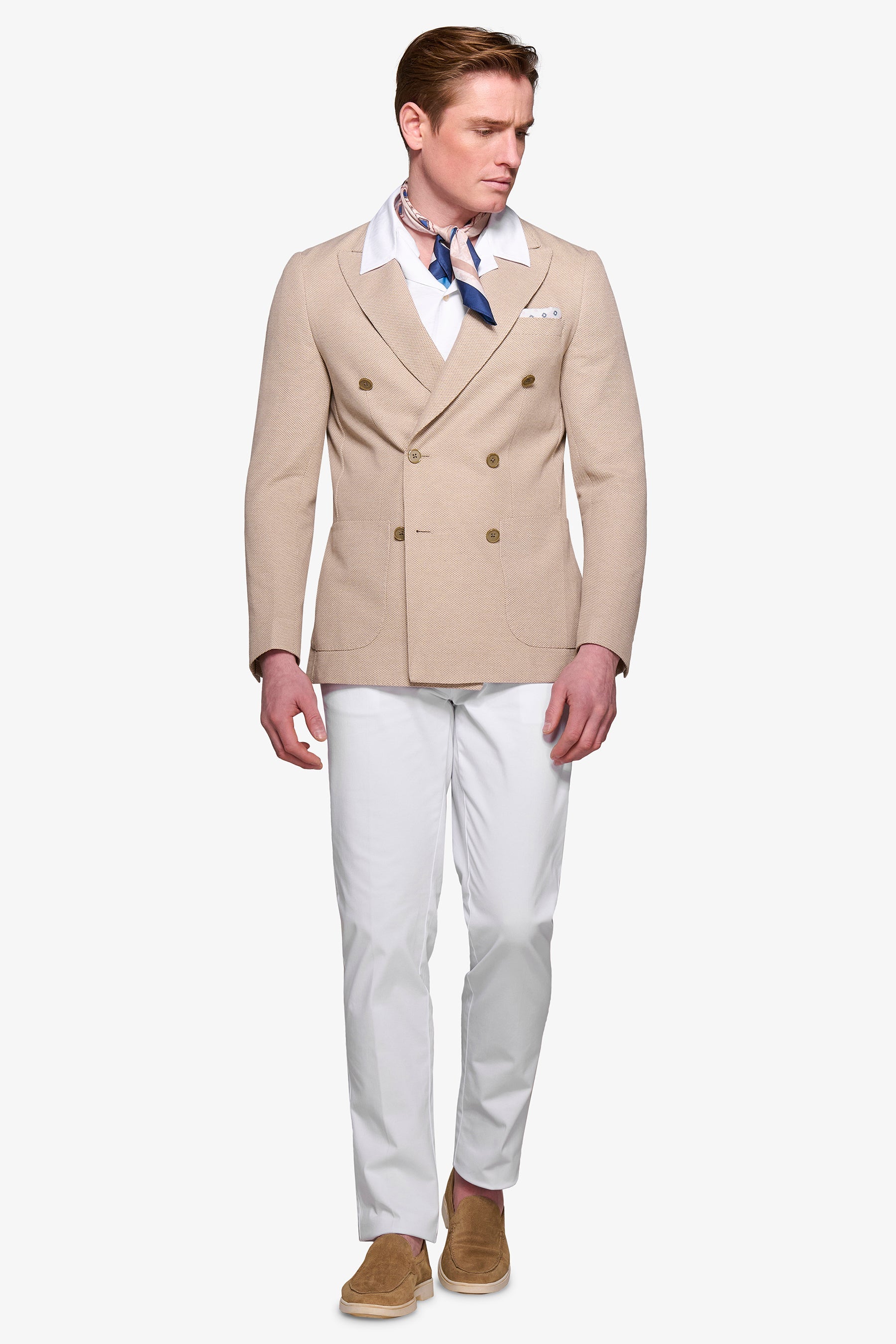Giacca doppiopetto jersey armaturata beige-Dan John