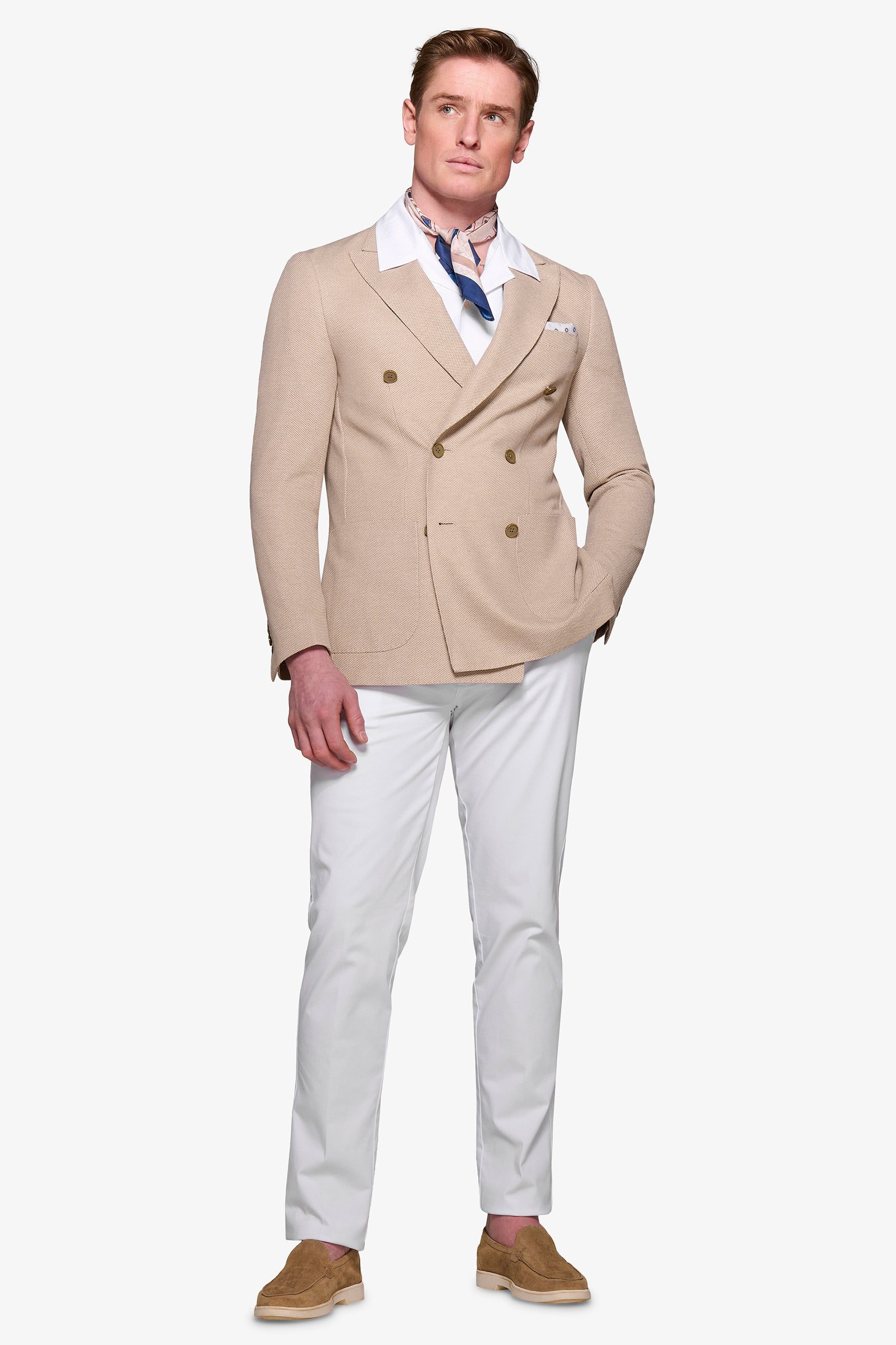 Giacca doppiopetto jersey armaturata beige-Dan John