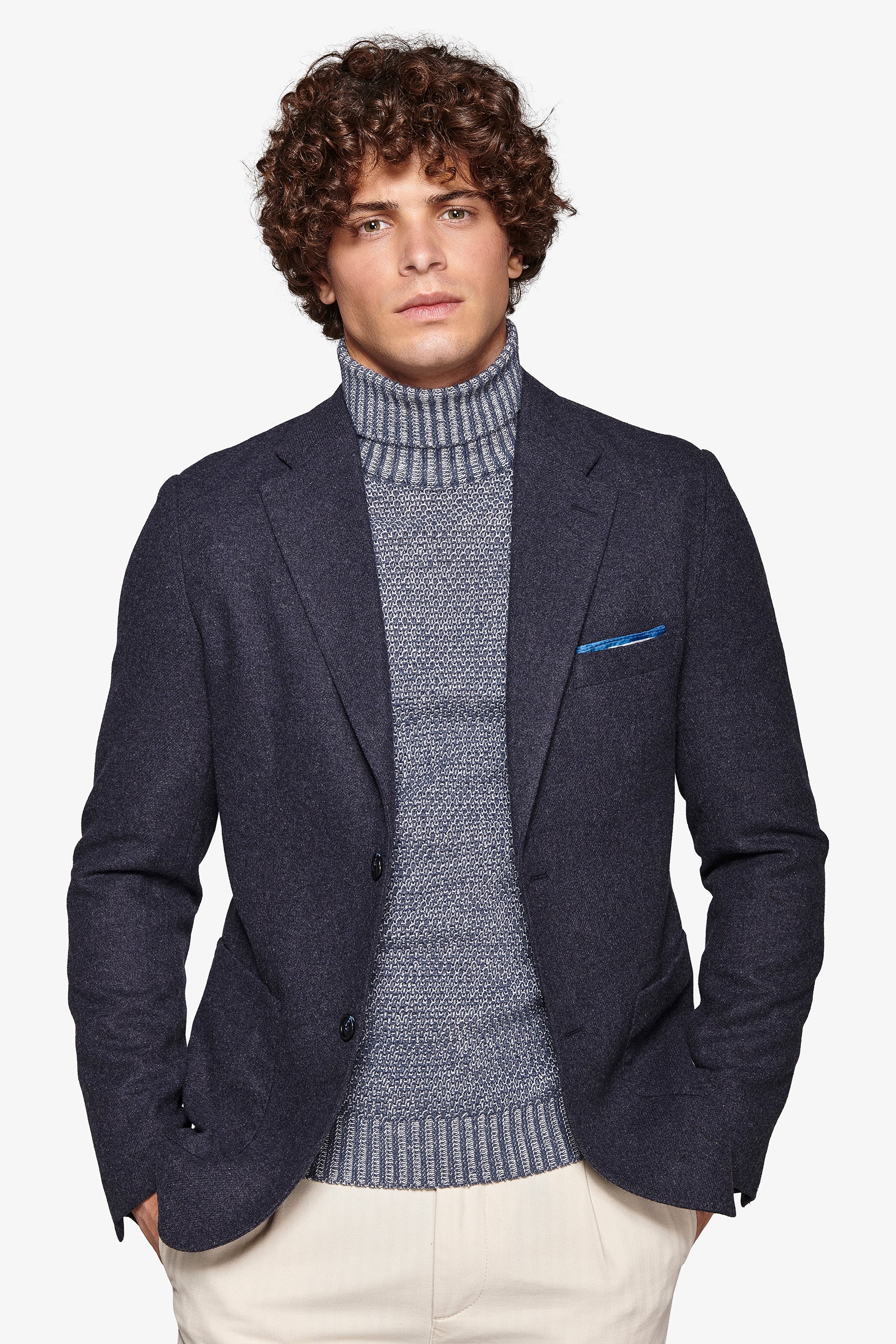 Giacca flanella melange blu-Dan John