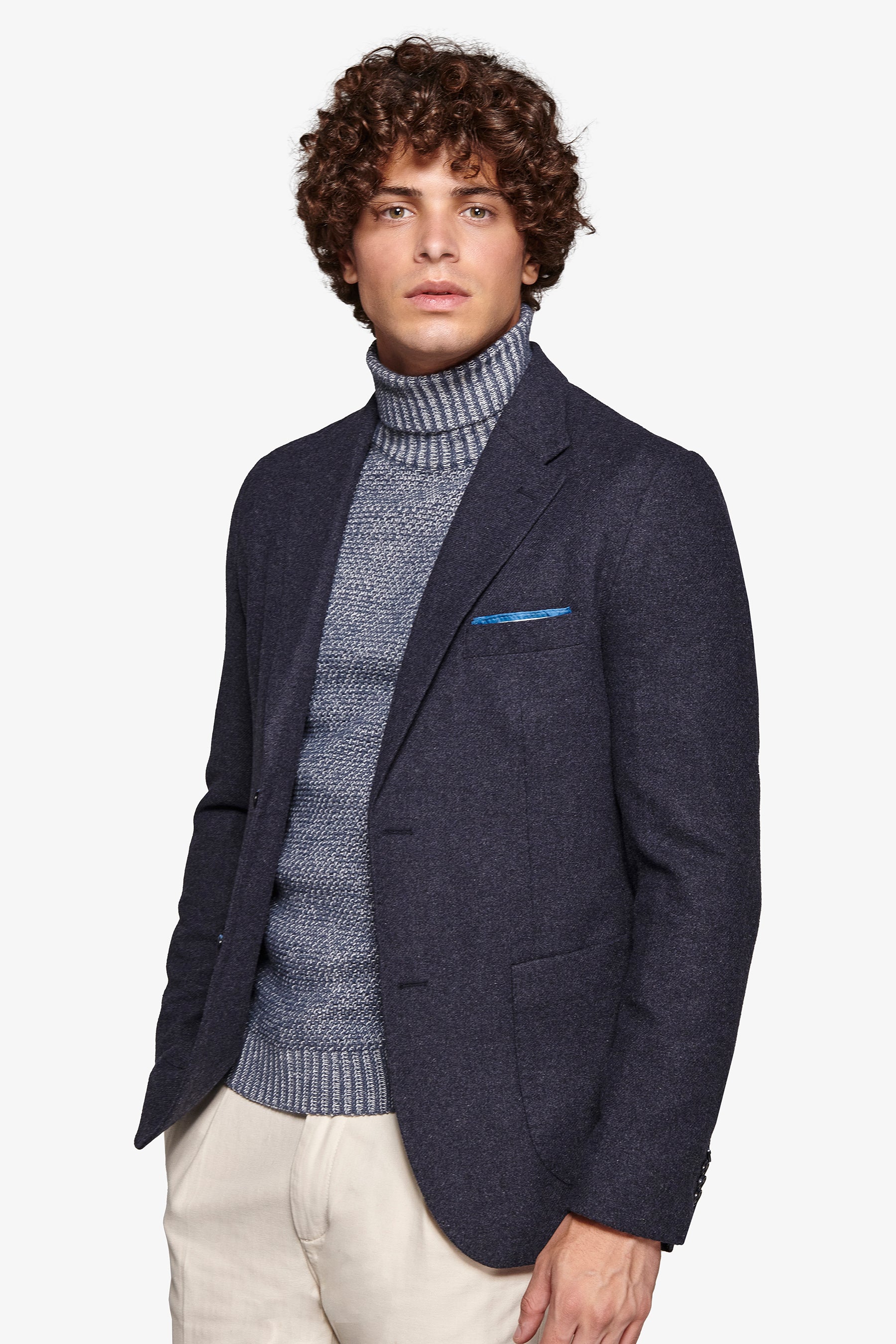 Giacca flanella melange blu-Dan John