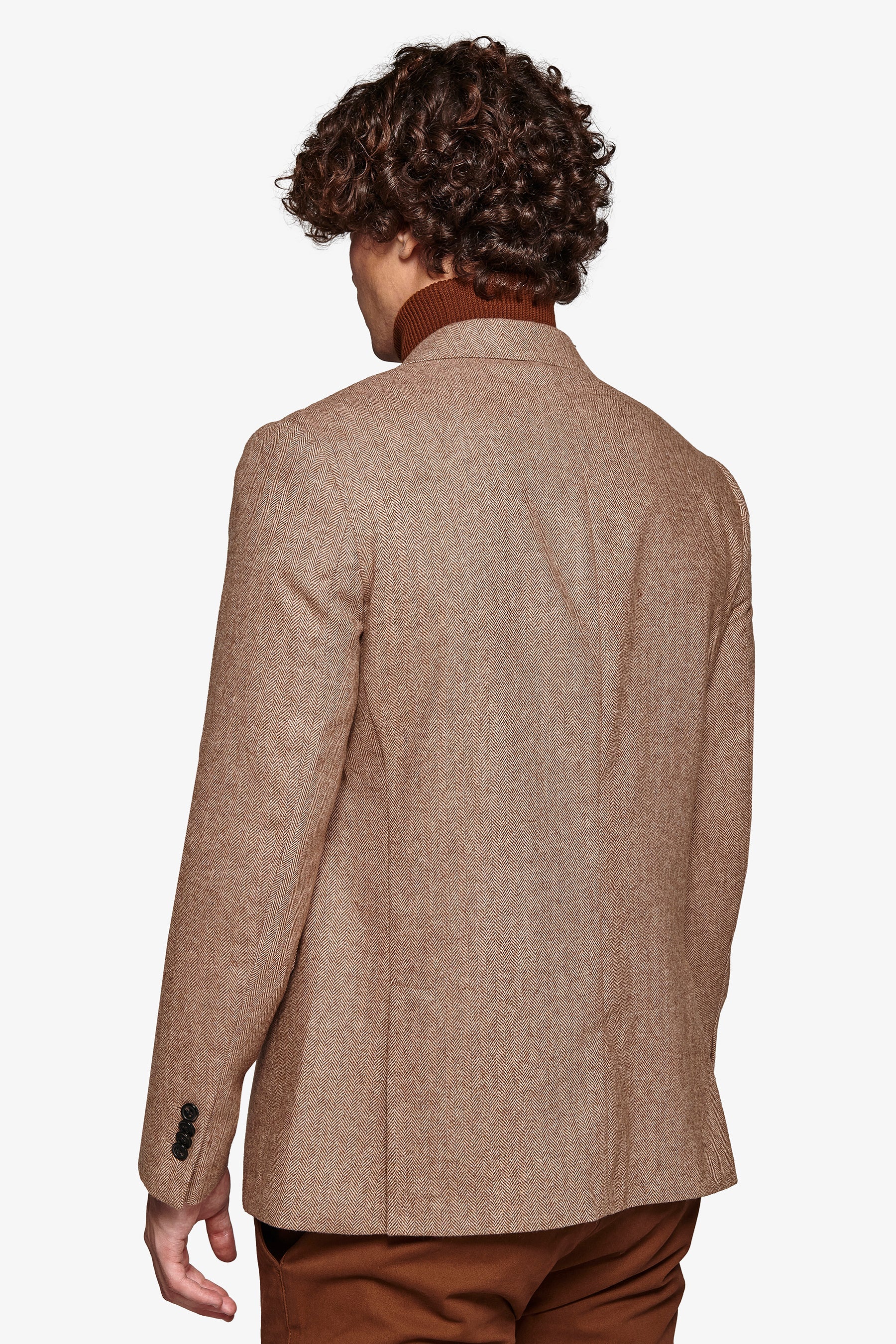 Giacca in flanella spigata cammello-Dan John