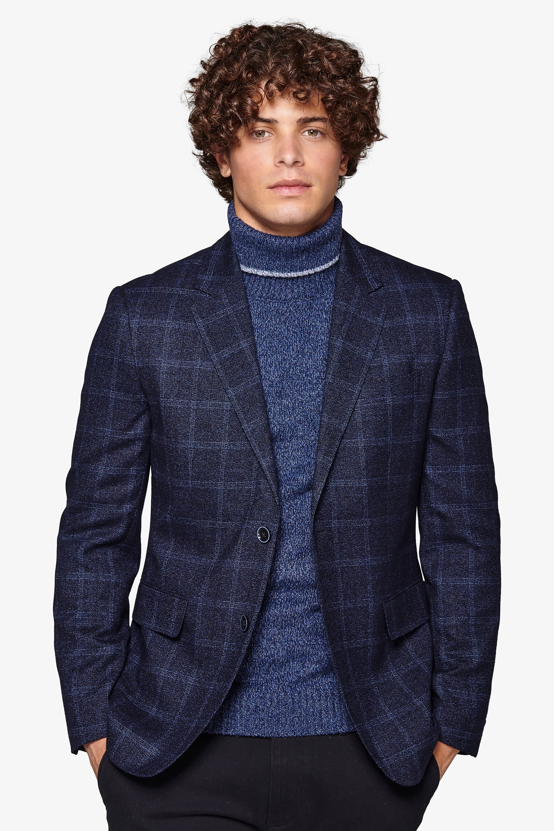 Giacca overcheck micro bouclè navy-Dan John