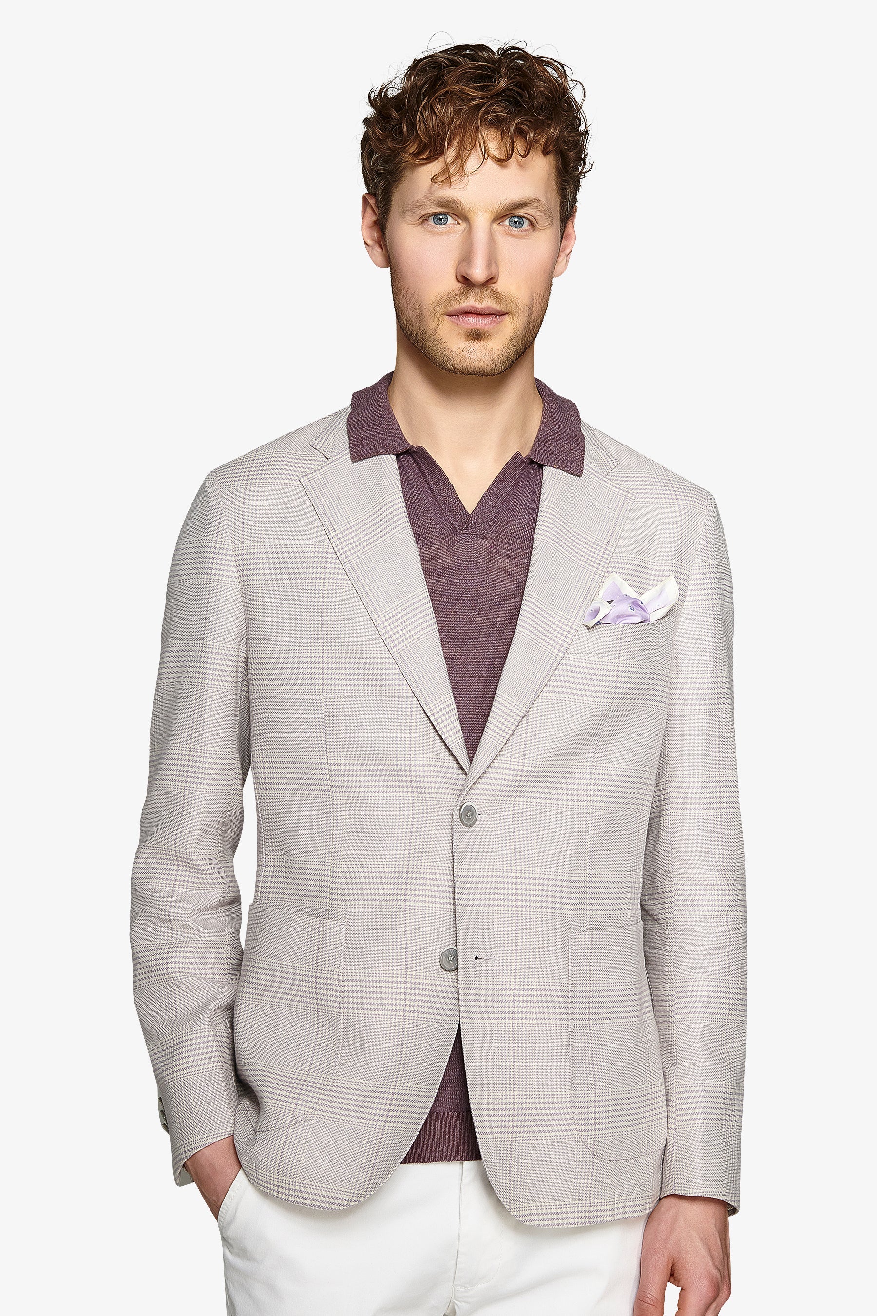 Giacca principe di galles melange lavanda slim-Dan John