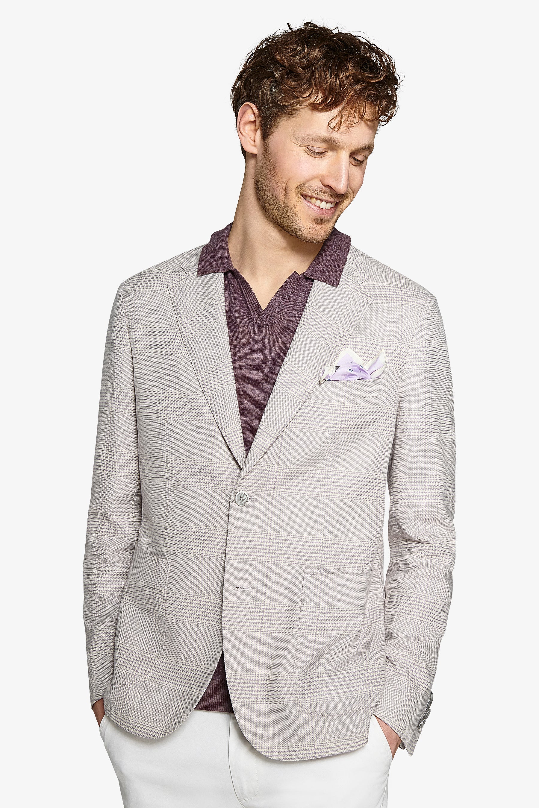 Giacca principe di galles melange lavanda slim-Dan John