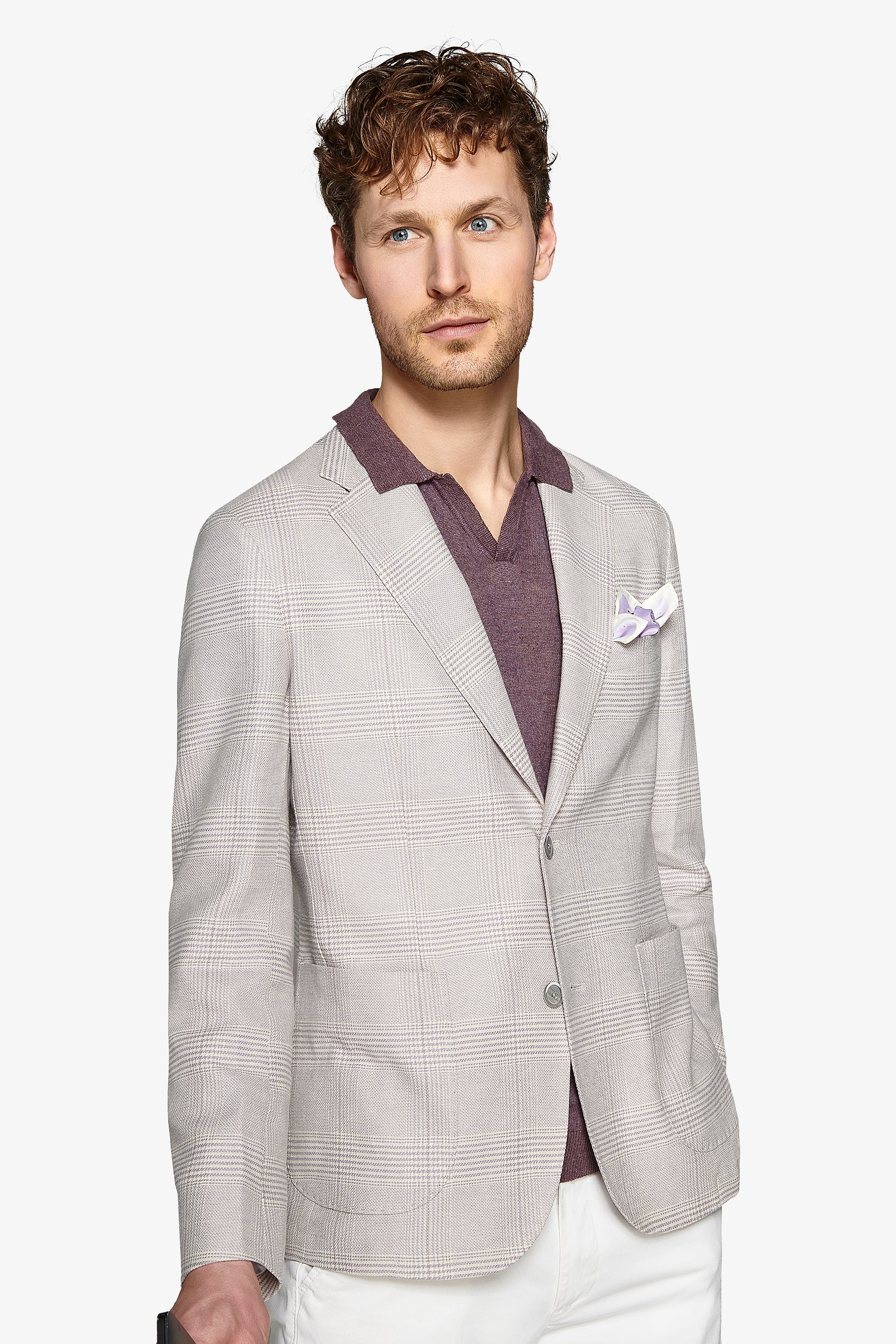 Giacca principe di galles melange lavanda slim-Dan John