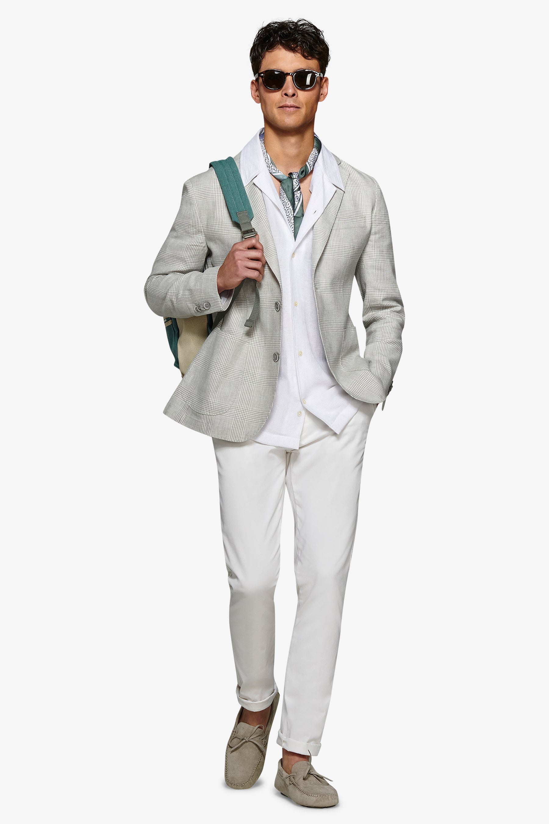 Giacca principe di galles melange polvere slim-Dan John