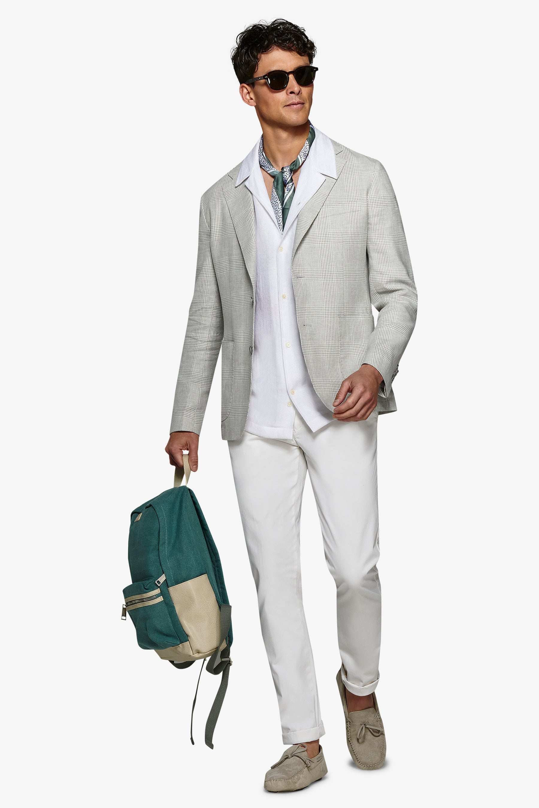 Giacca principe di galles melange polvere slim-Dan John