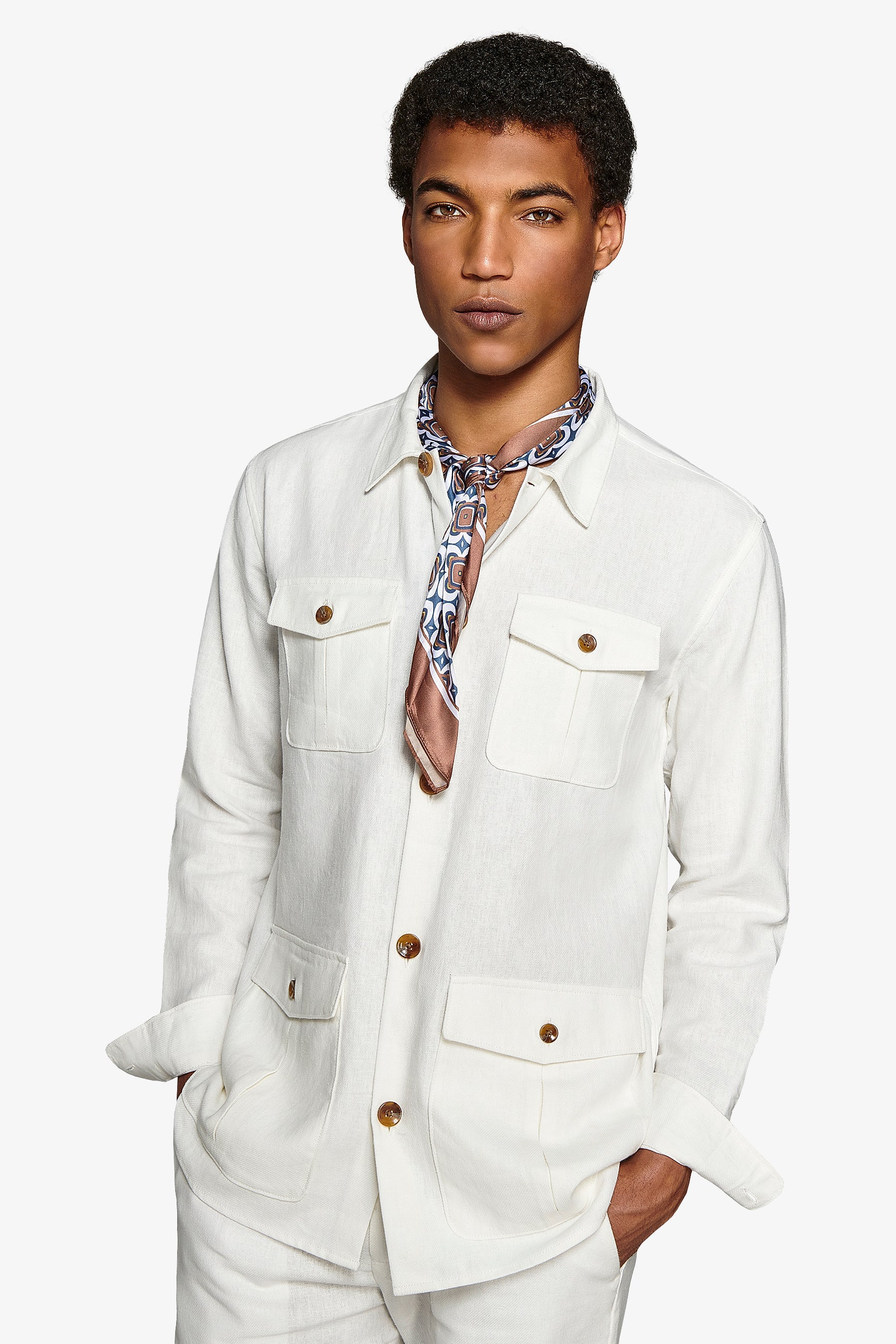 Giacca sahariana armaturata bianca-Dan John