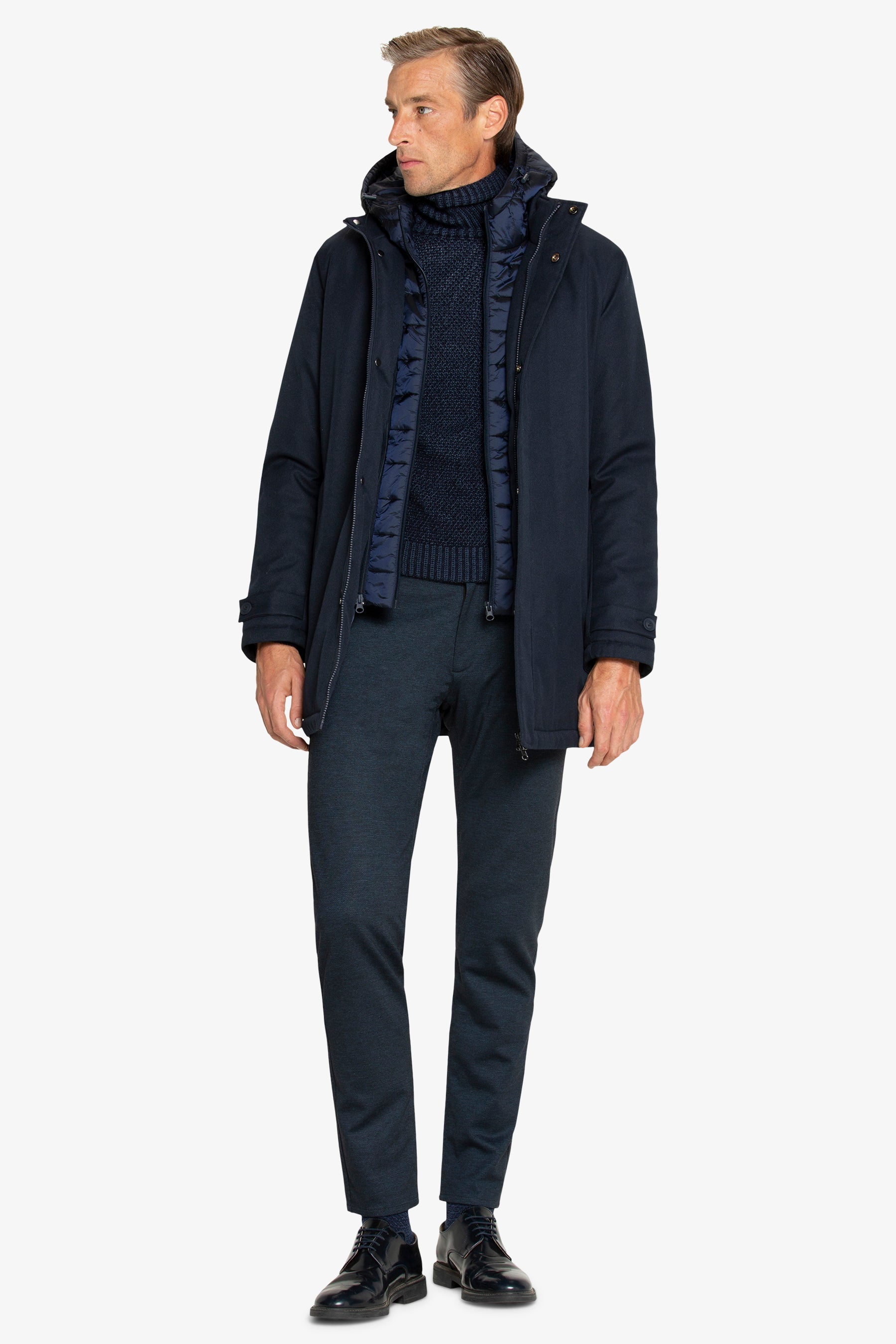 Giubbotto caban lungo blu-Dan John