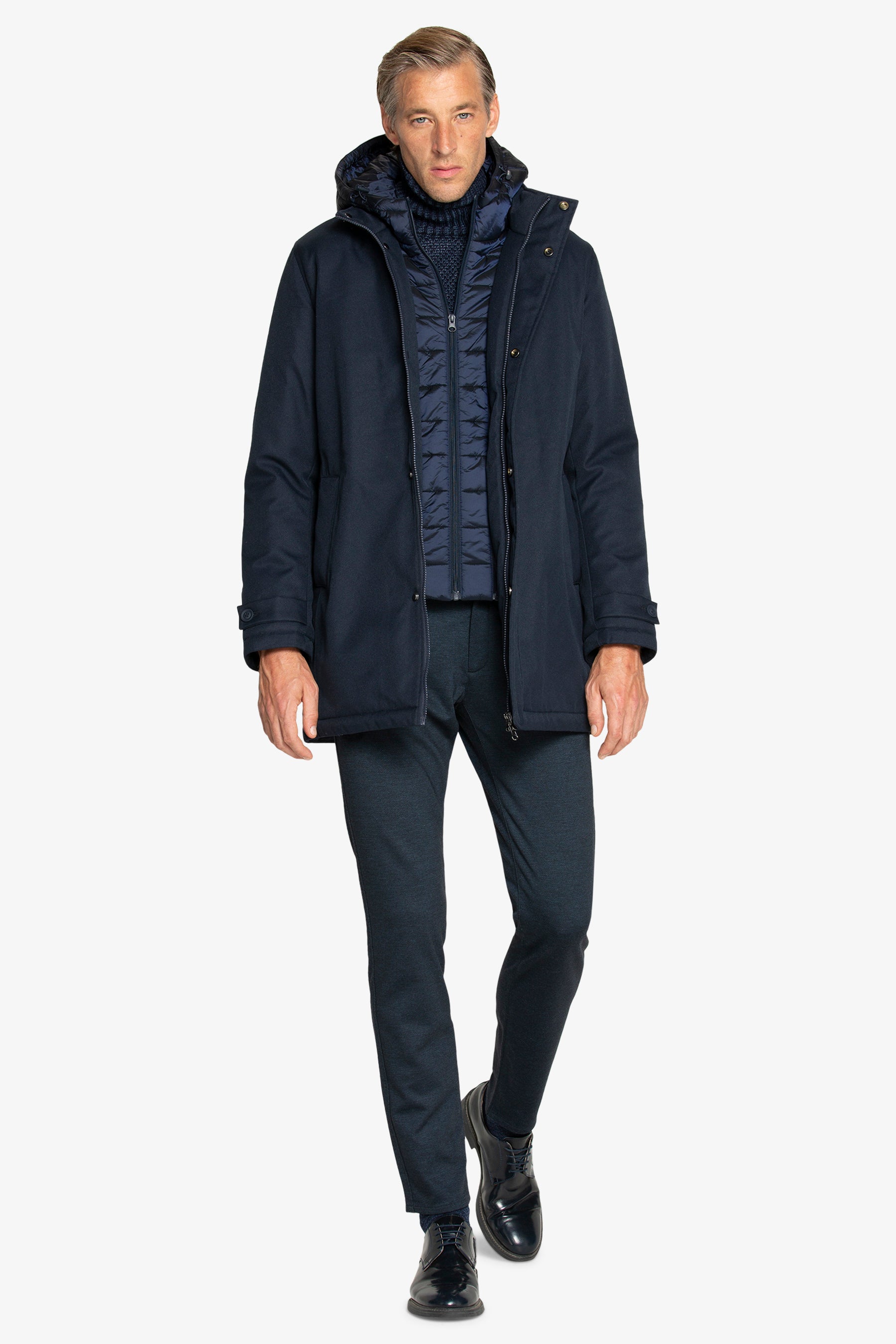 Giubbotto caban lungo blu-Dan John