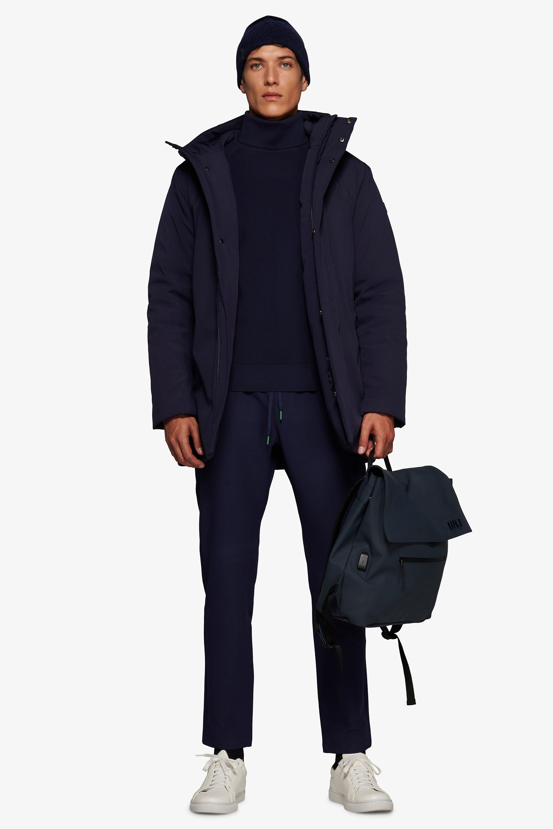 Giubbotto parka tecnico lungo DNJ blu-Dan John