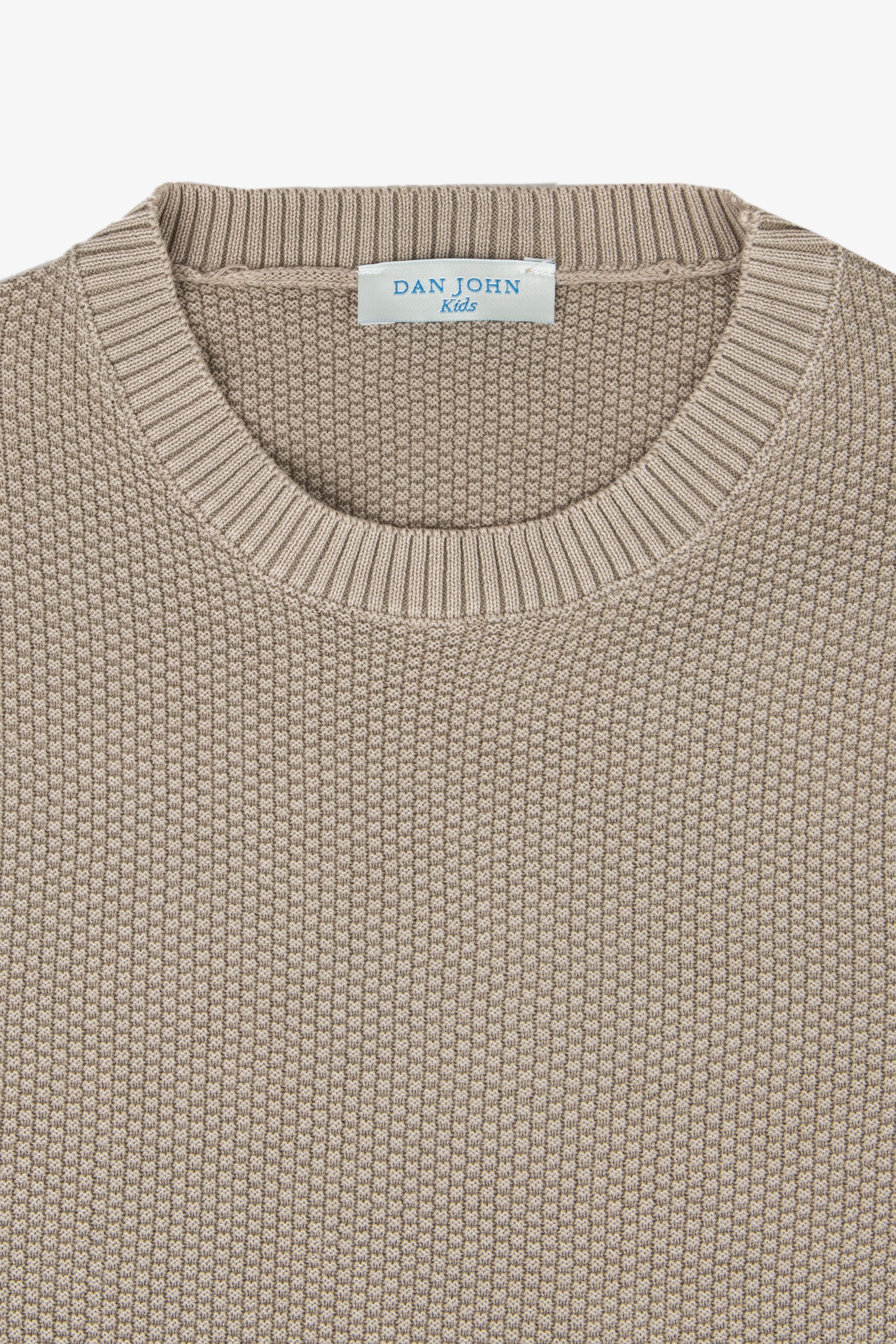 KIDS Taupe rice stitch crewneck sweater