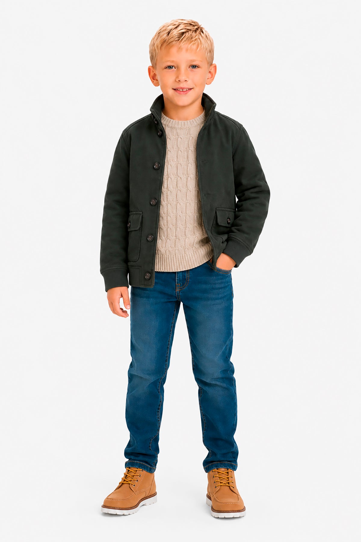 Bomber ecosuede verde Kids