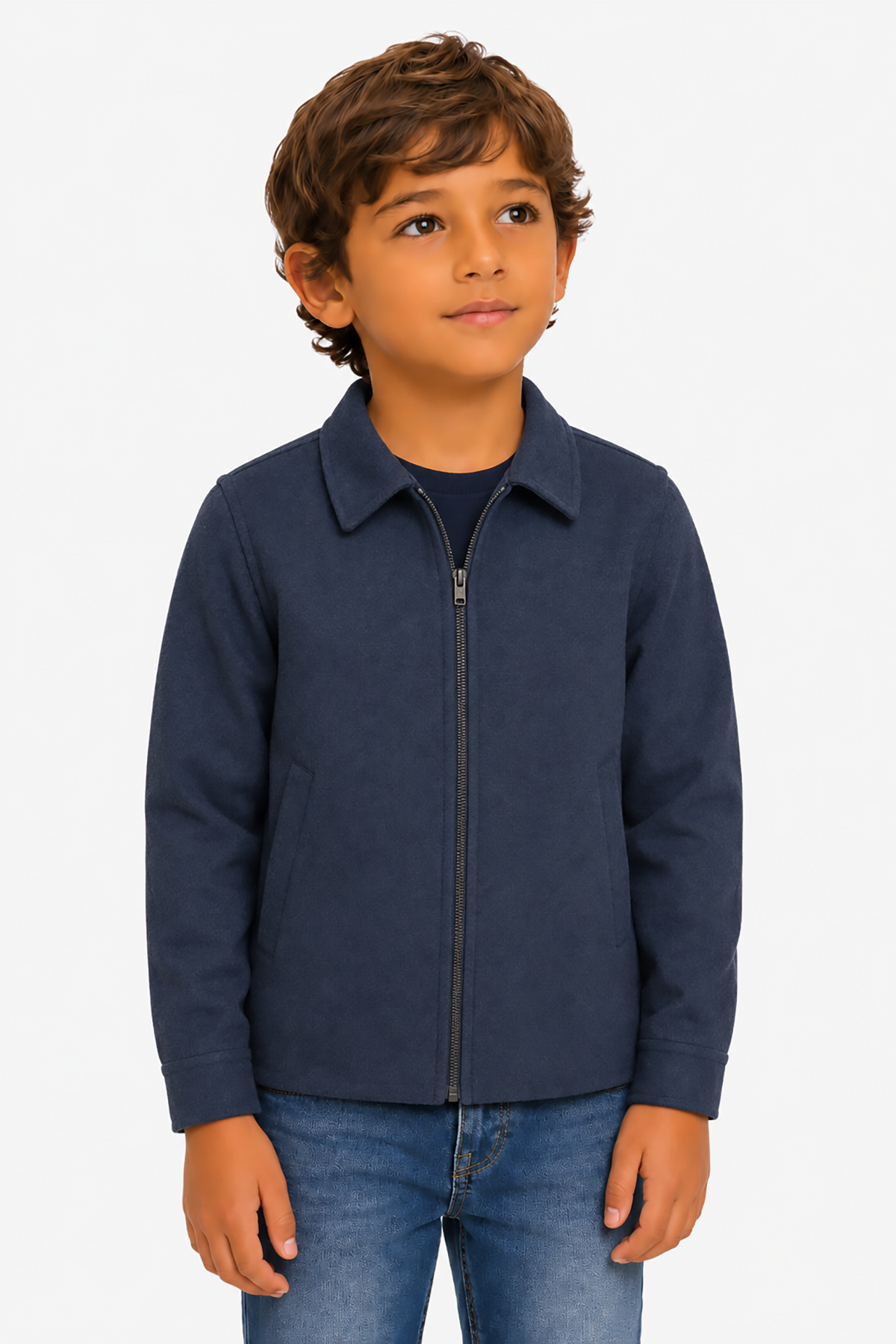 Giubbotto corto in panno blu Kids