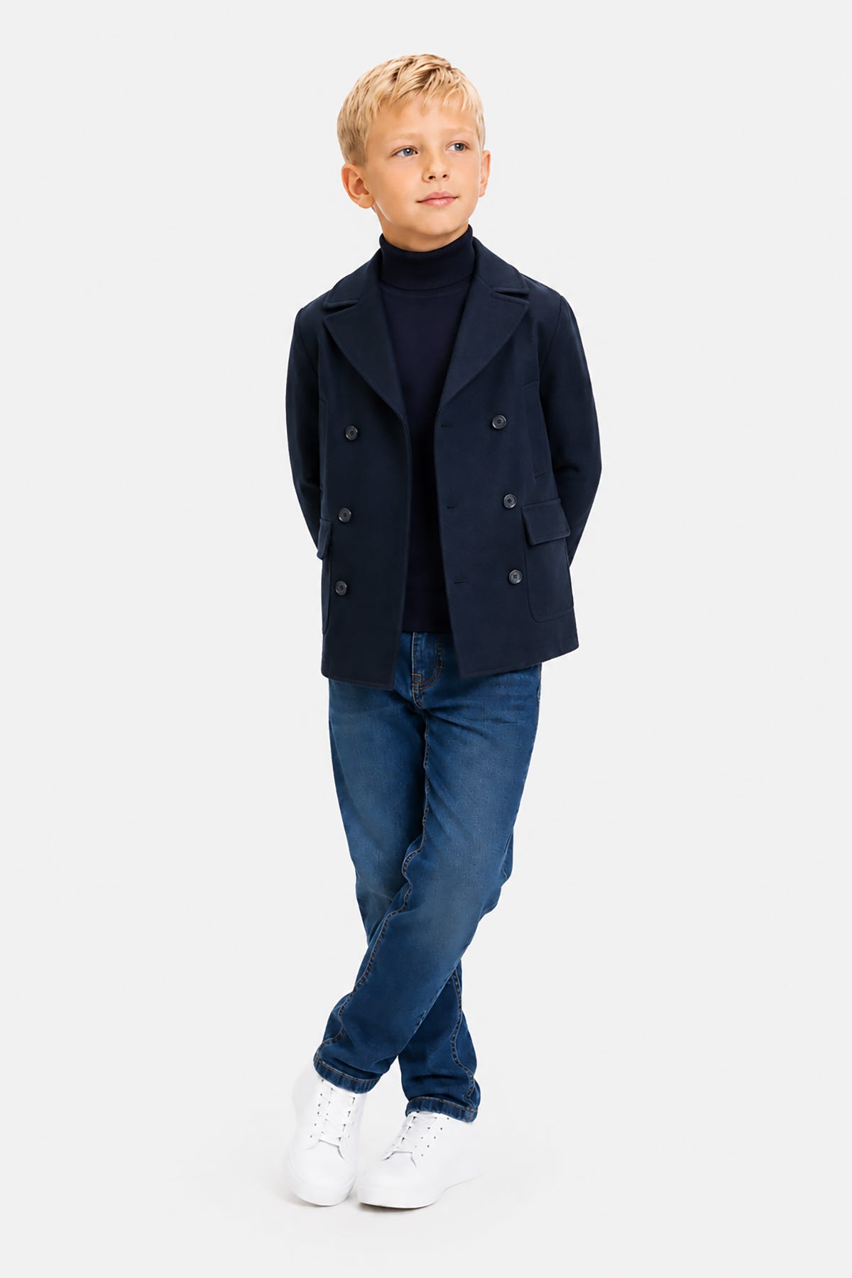 Cappotto doppiopetto blu Kids