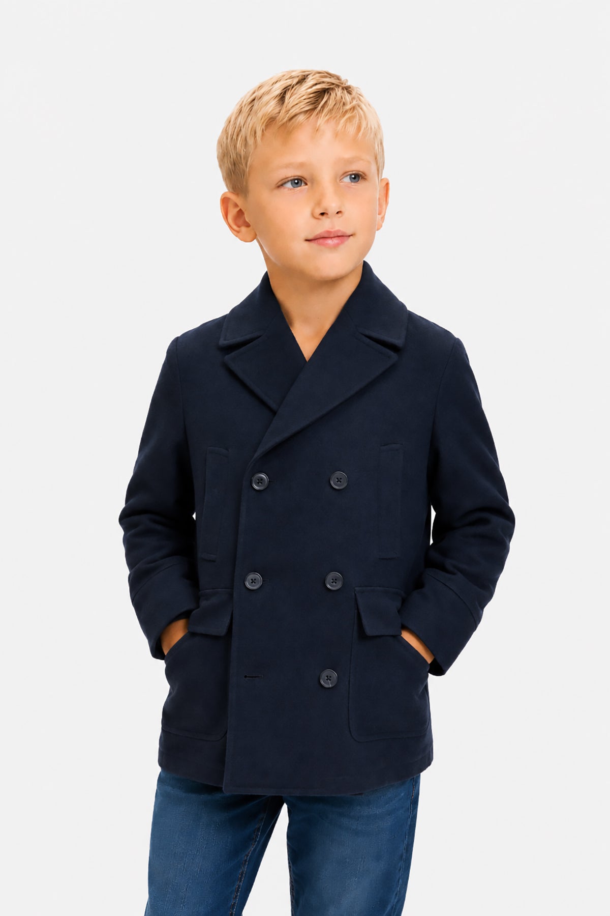 Cappotto doppiopetto blu Kids